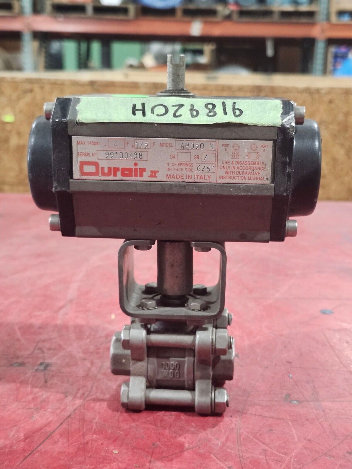 USED 1/4" VALVE WITH DURAIR ACTUATOR AP050 N