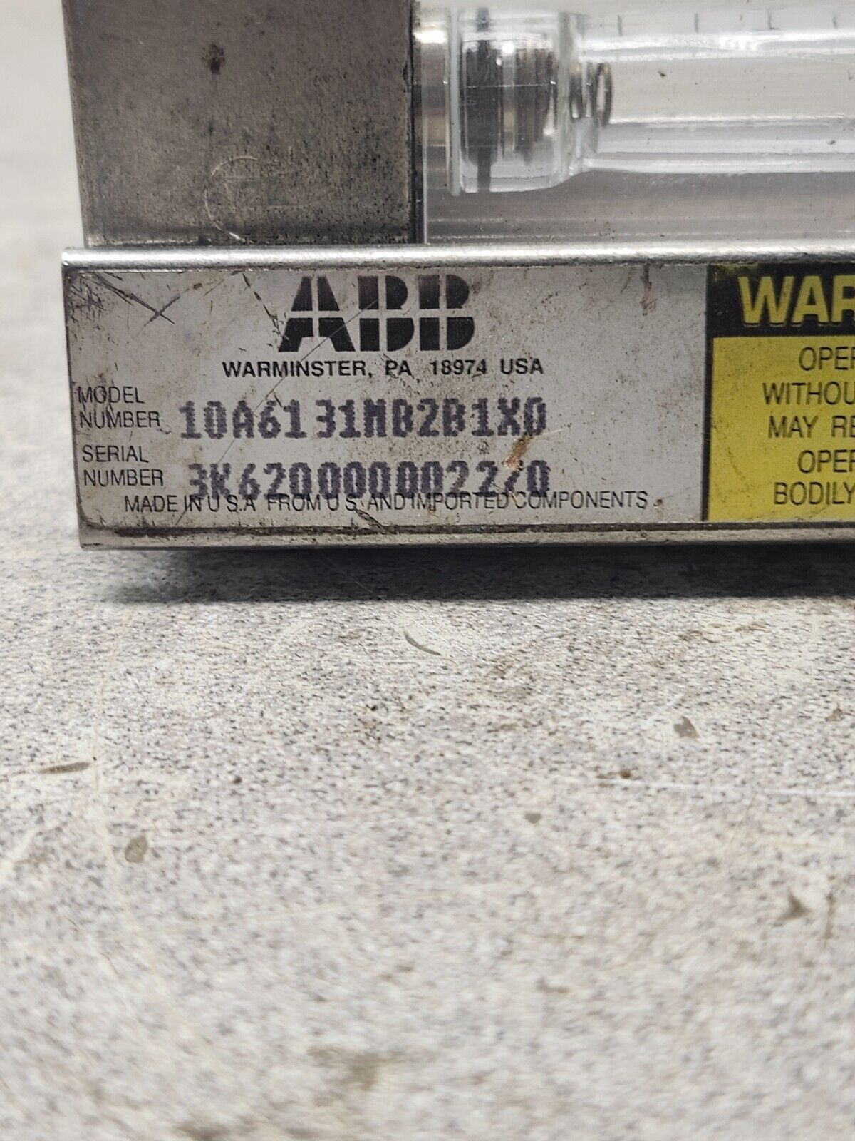 USED ABB PRESSURE GAUGE 120PSI 10A6131MB2B1XD