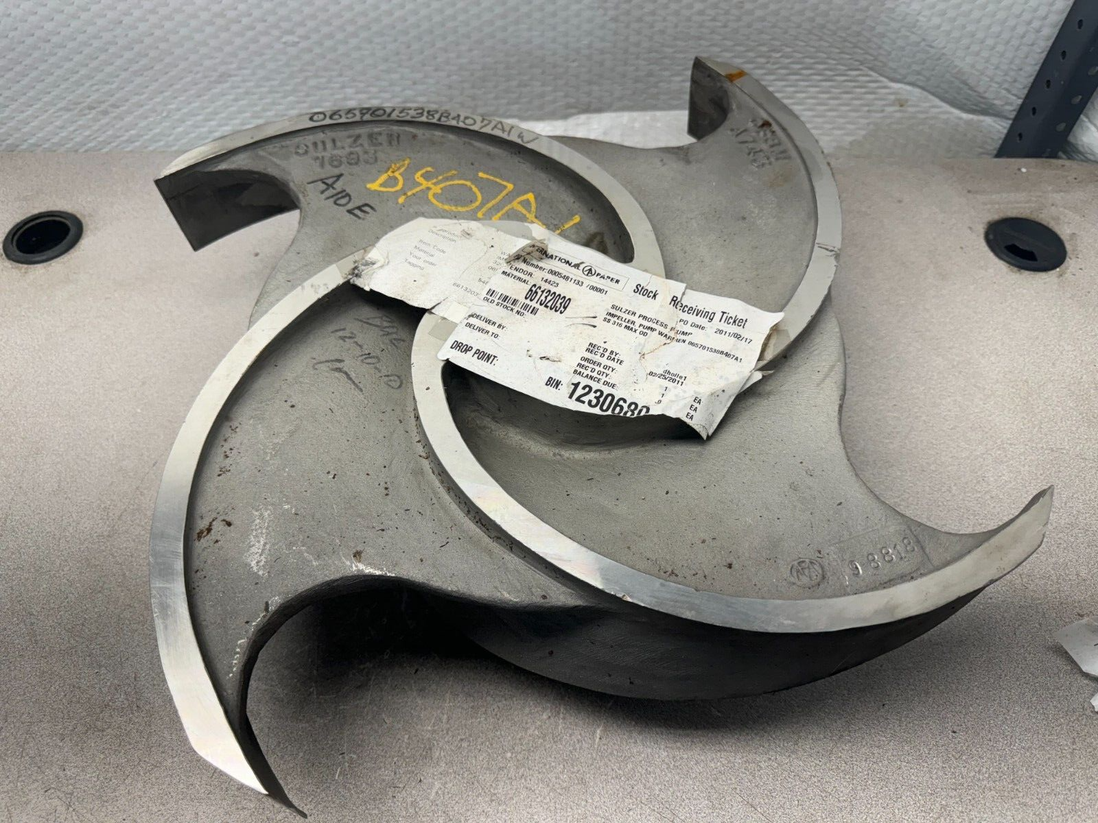 NEW SULZER 98818 WARREN 3202 STAINLESS 4-VANE 8x6x20 IMPELLER 065701538B407A1