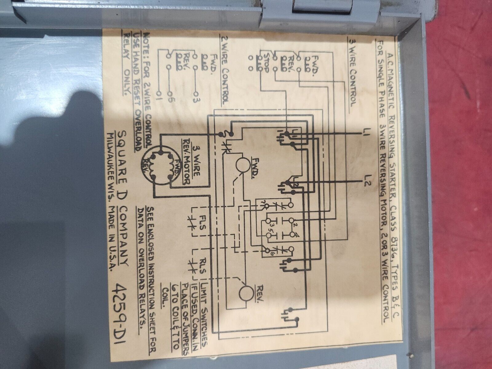 NEW SQUARE D COMPANY CLASS 8736 TYPE BG-1 SER A, 4259-S5 243036 AU
