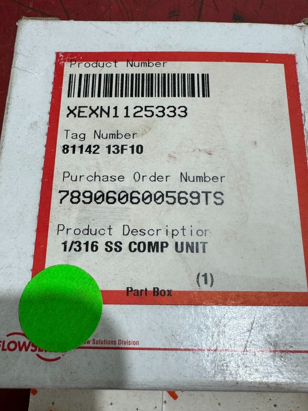 NEW IN BOX FLOWSERVE 1/316 SS COMP UNIT XEXN1125333