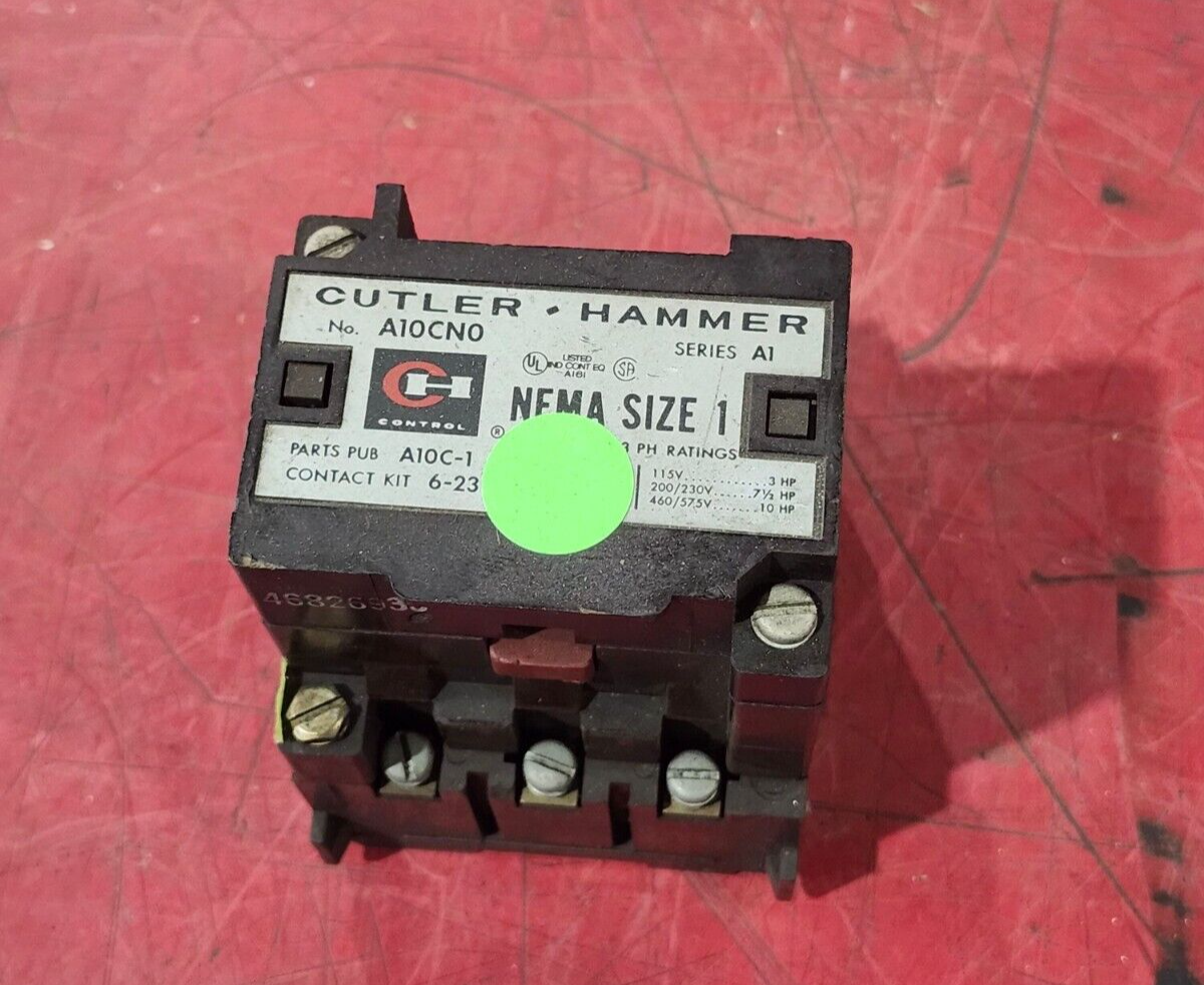 USED CUTLER-HAMMER SIZE 1 STARTER A10CNO *NO RELAY* 110/120V. COIL A10CN0