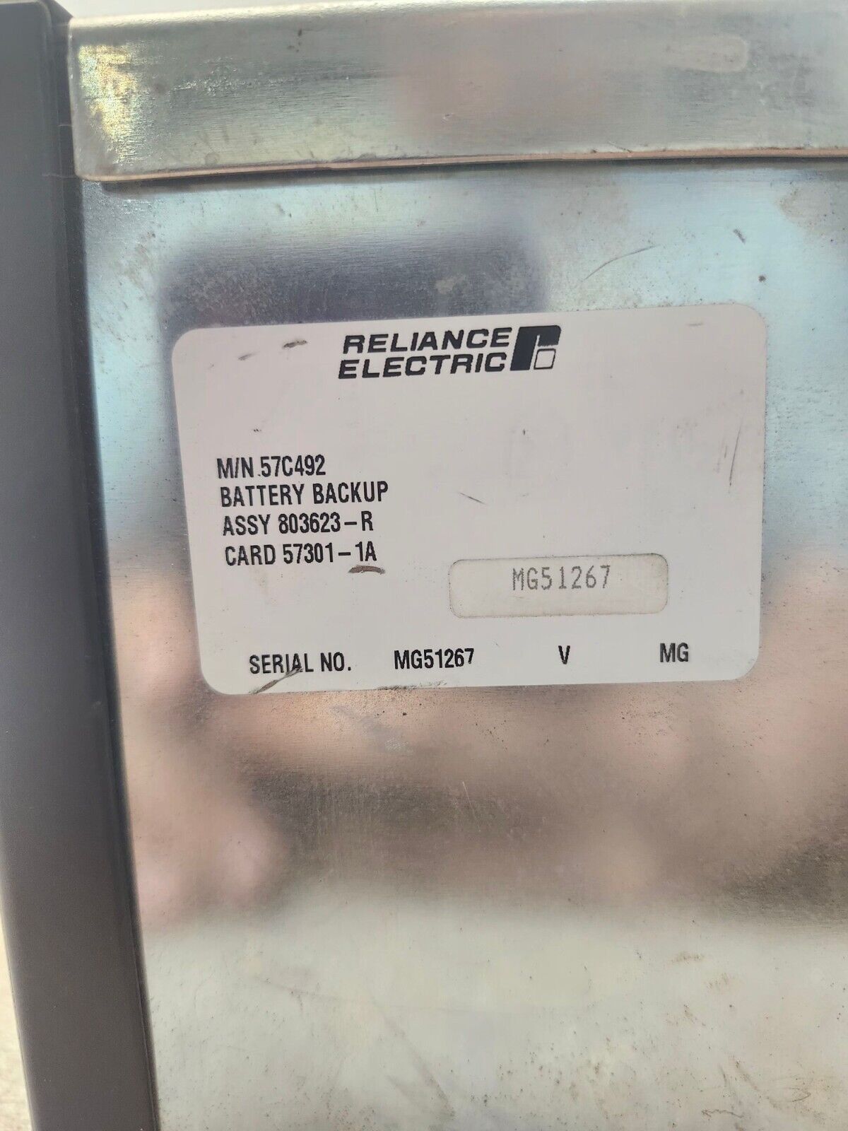 USED RELIANCE ELECTRIC BATTERY BACKUP MG51267 803623-R 57C492