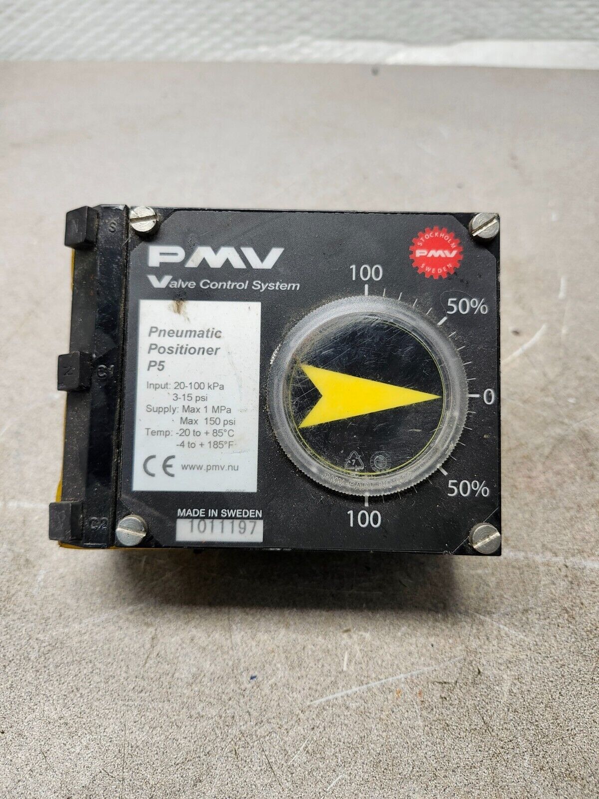 USED PMV P5 PNEUMATIC VALVE POSITIONER 3-15 PSI 20-100 KPA