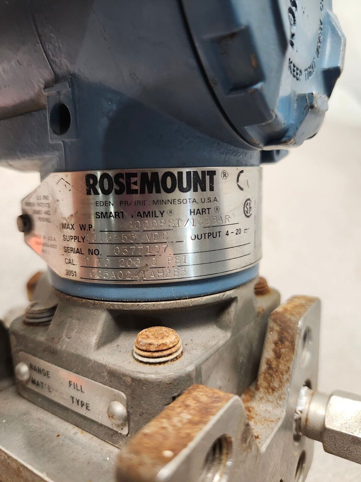 USED ROSEMOUNT 0-2000PSI 3051CG5A02A1AH2B3