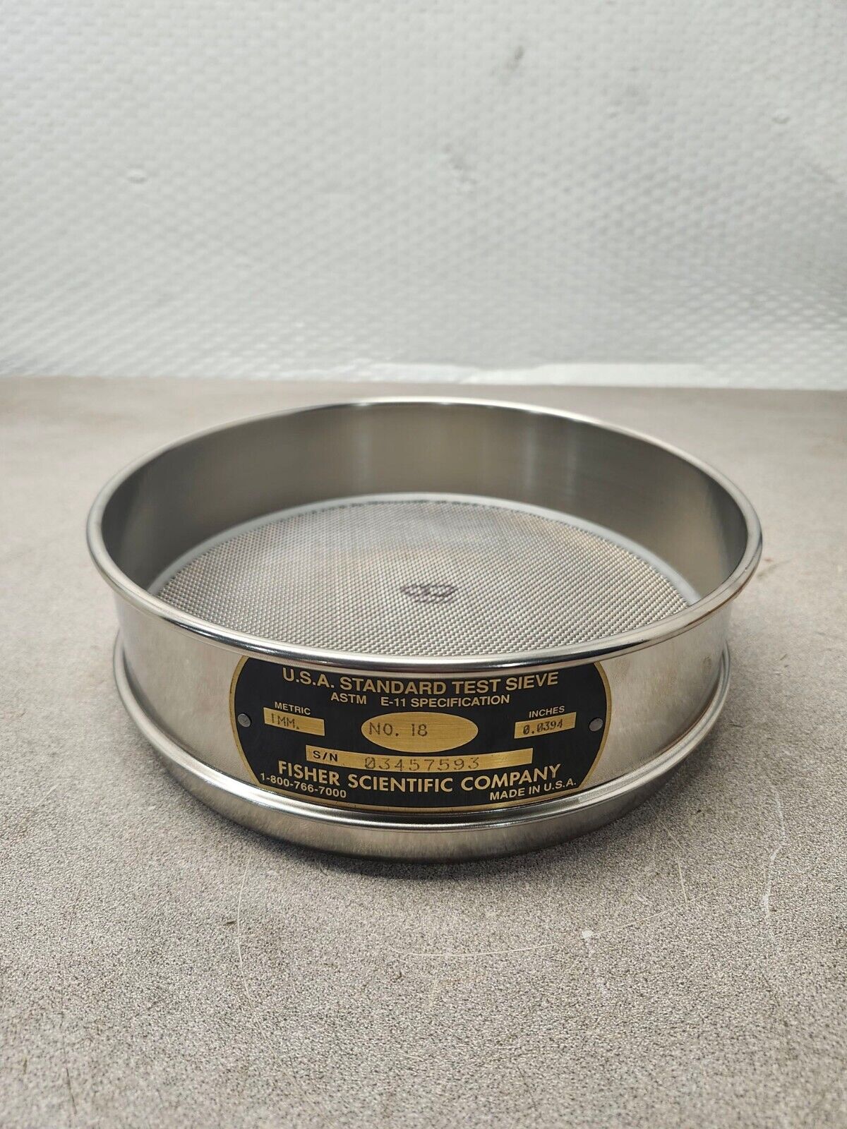 NEW IN BOX FISHERBRAND TEST SIEVE 8"-FH-SS-SS-US-18