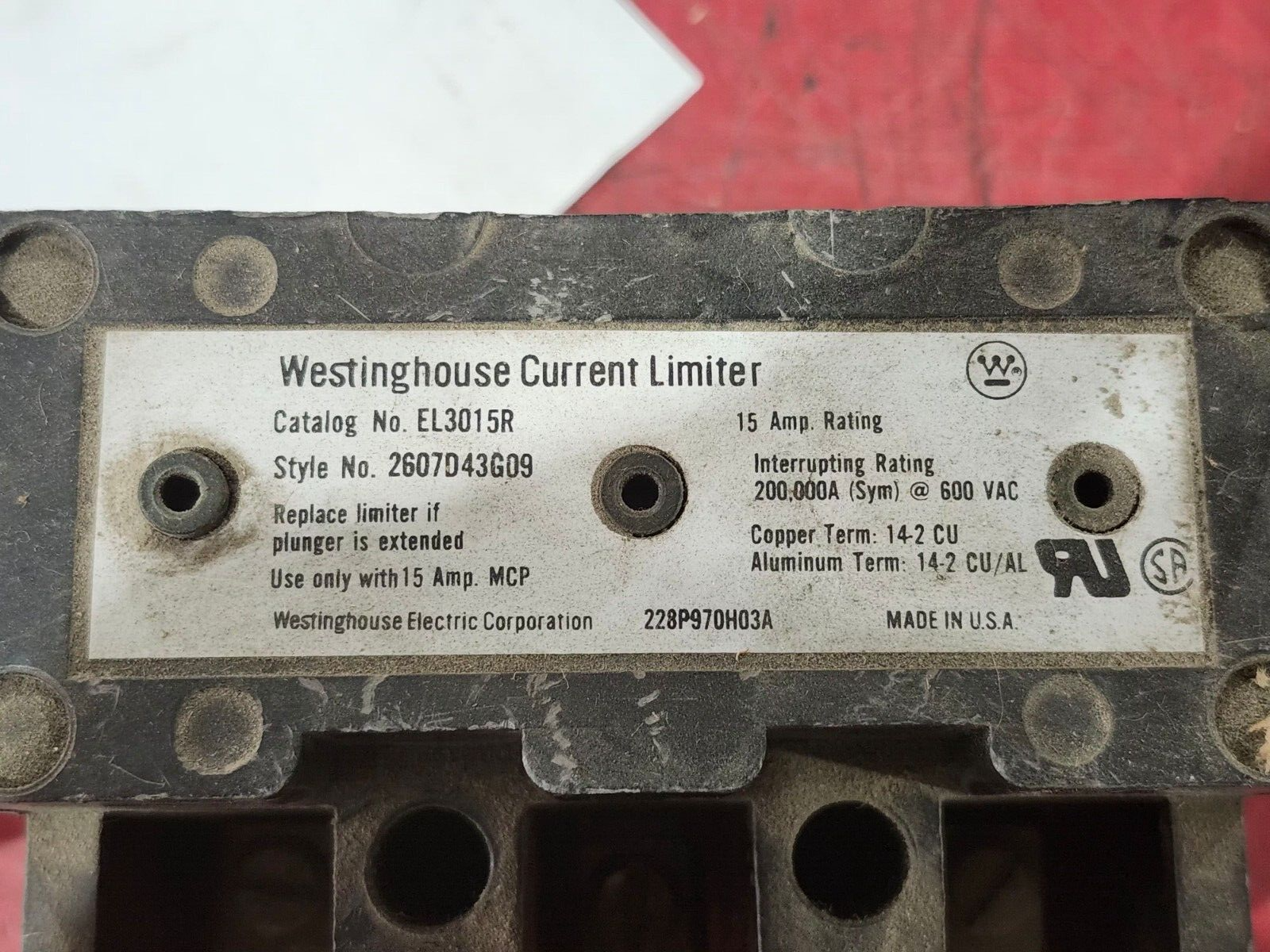 USED WESTINGHOUSE 15AMP CURRENT LIMITER EL3015R