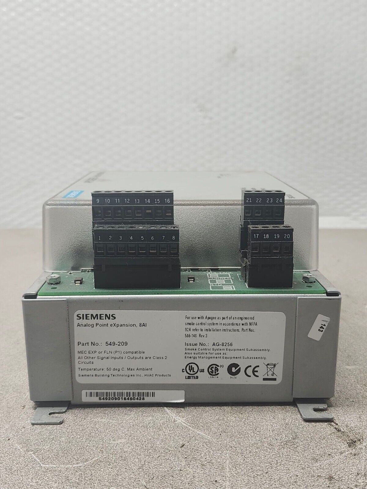 USED SIEMENS APOGEE  ANALOG POINT EXPANSION, 8AI 549-209