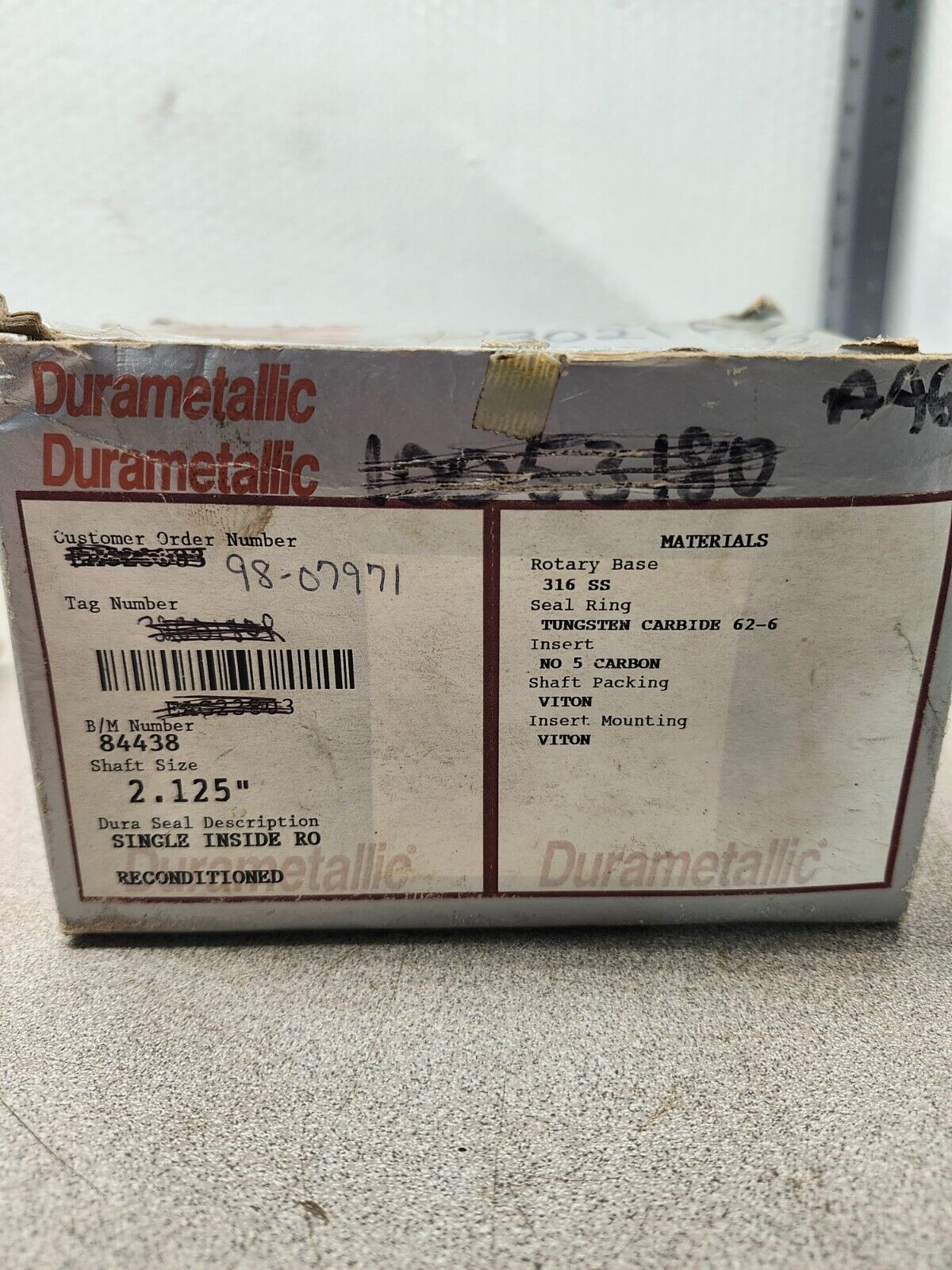 NEW WITH BOX Durametallic Dura Seal Mechanical seal SHAFT SIZE 2.125 84438