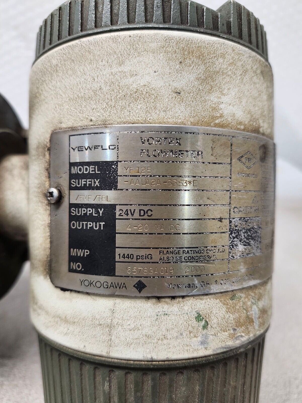 USED YEWFLO VORTEX FLOWMETER 24V 1440 PSI YF125