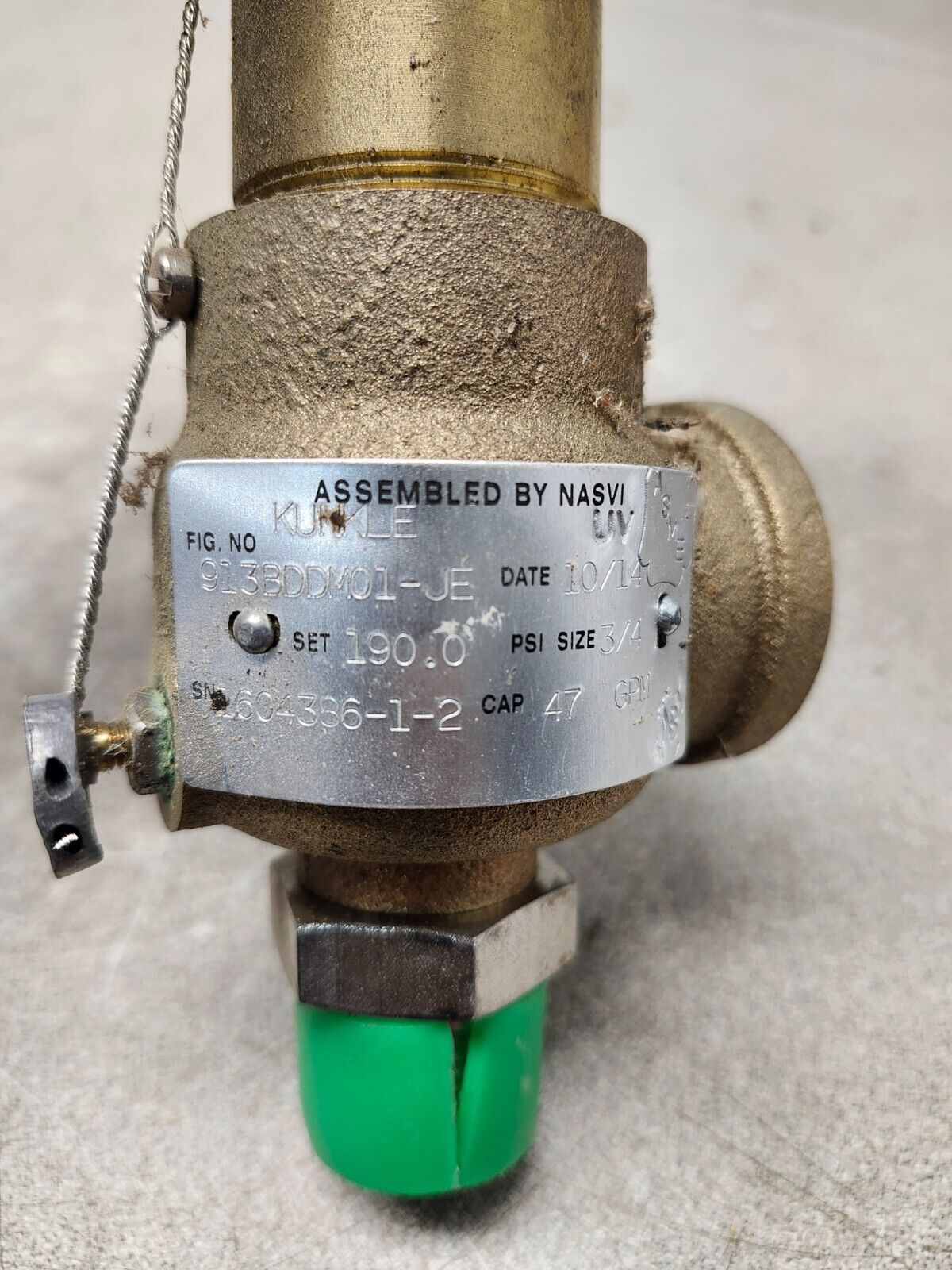 NEW IN BOX KUNKLE VALVE  100 PSI  FOG NO 913BDDM01-JE