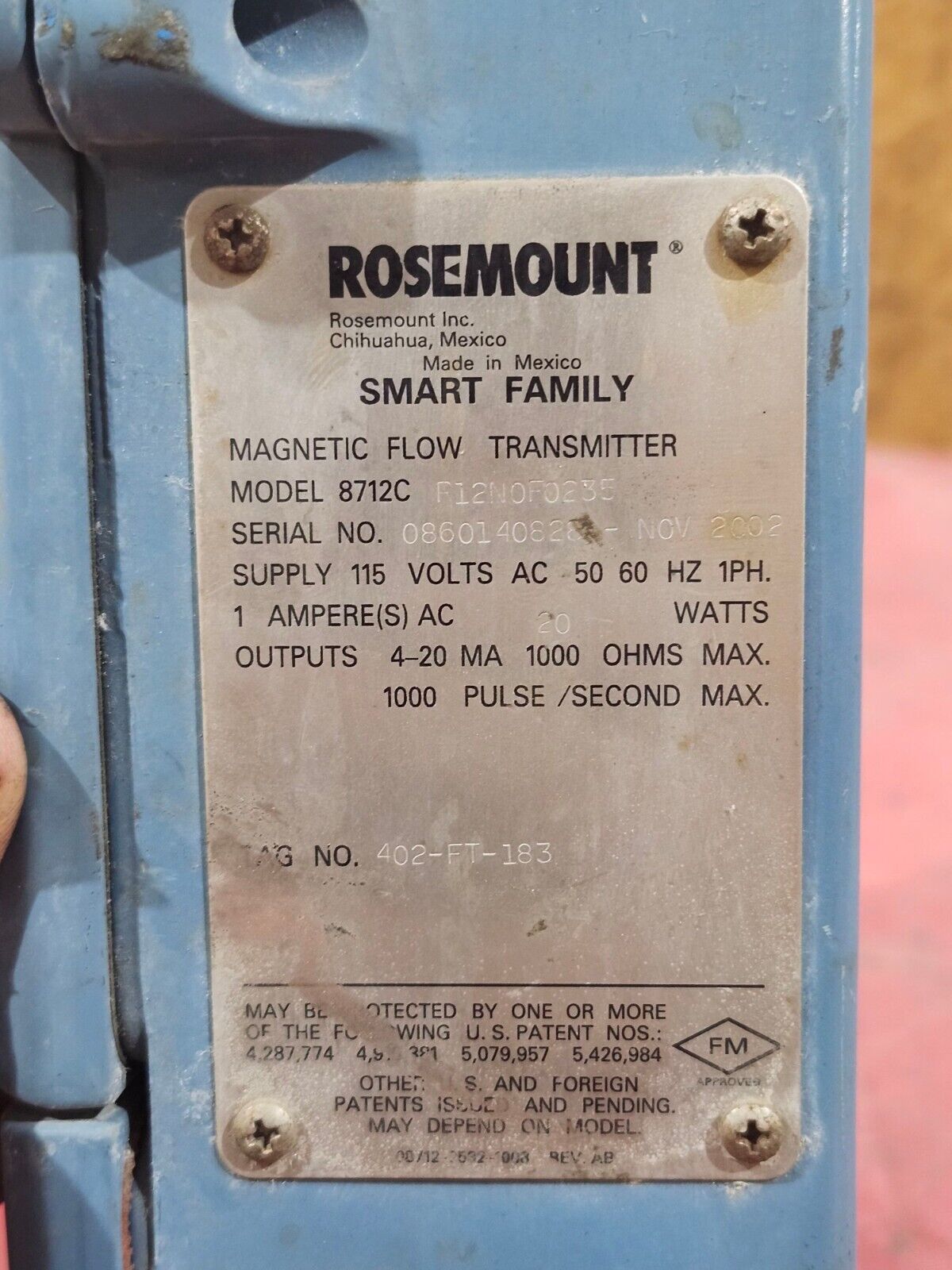 USED ROSEMOUNT MAGNETIC FLOW TRANSMITTER 8712CR12N0F0235