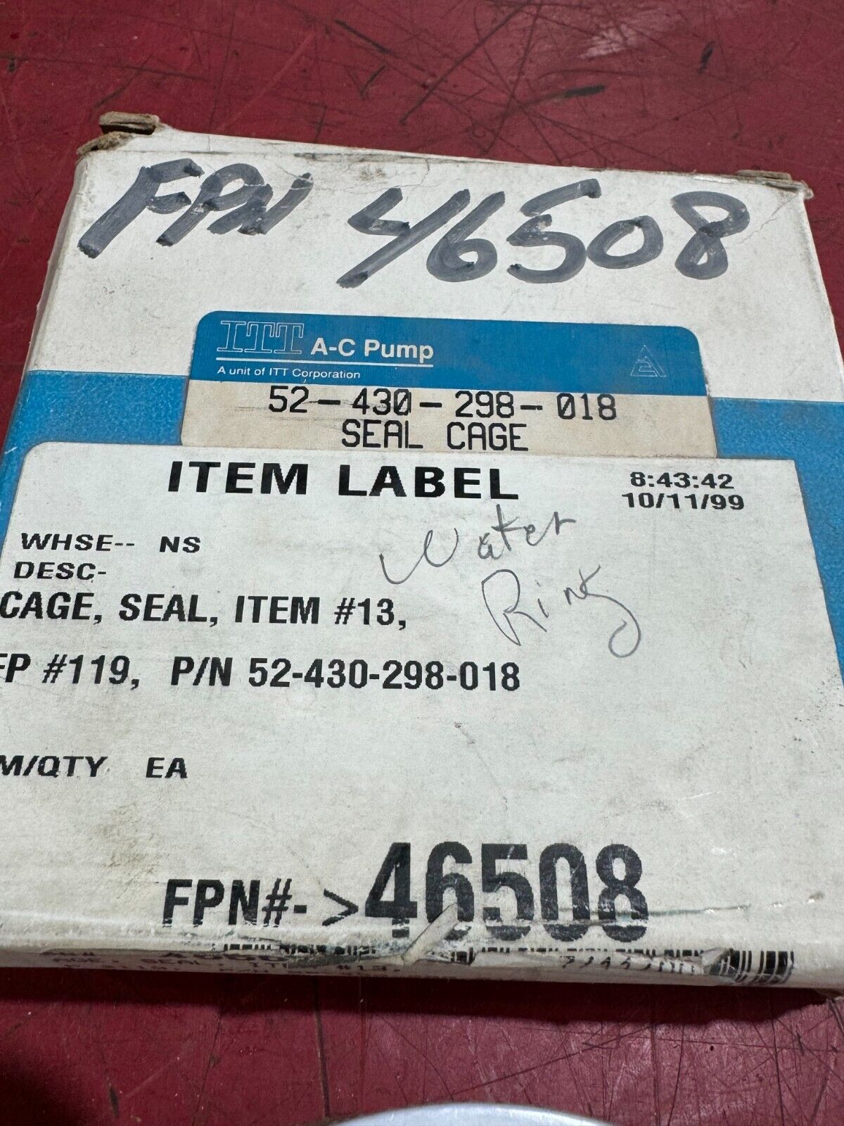 NEW IN BOX ITT SEAL CAGE 52-430-298-018