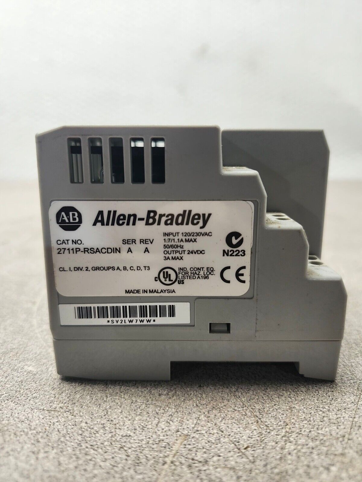 USED ALLEN BRADLEY POWER SUPPLY 2711P-RSACDIN SER.A