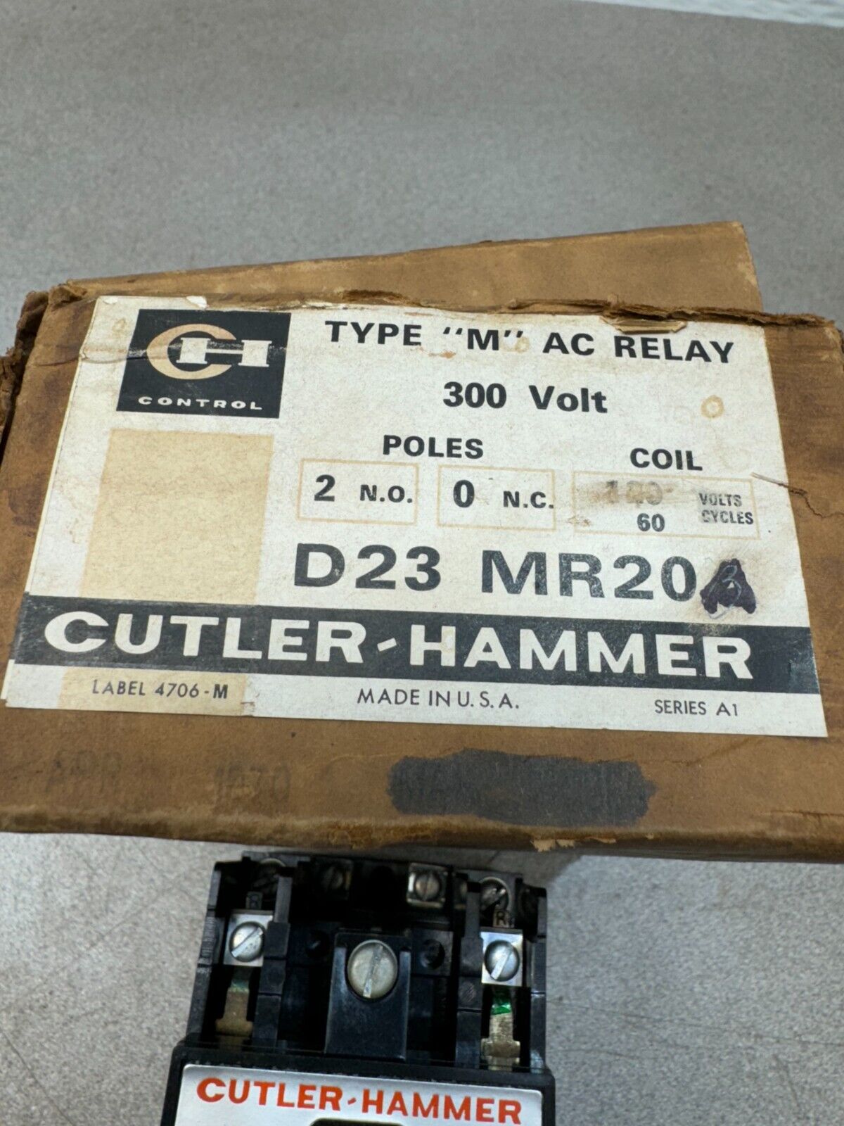 NEW IN BOX CUTLER HAMMER TYPE M RELAY D23 MR20