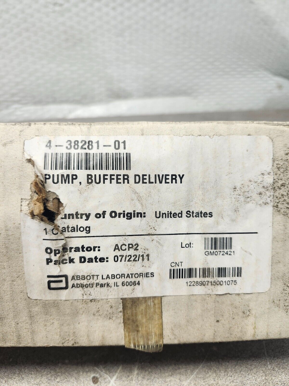 NEW IN BOX ABBOTT BUFFER DELIVERY PUMP 4-38281-01 38281-105 P21NSXSLSSNS04