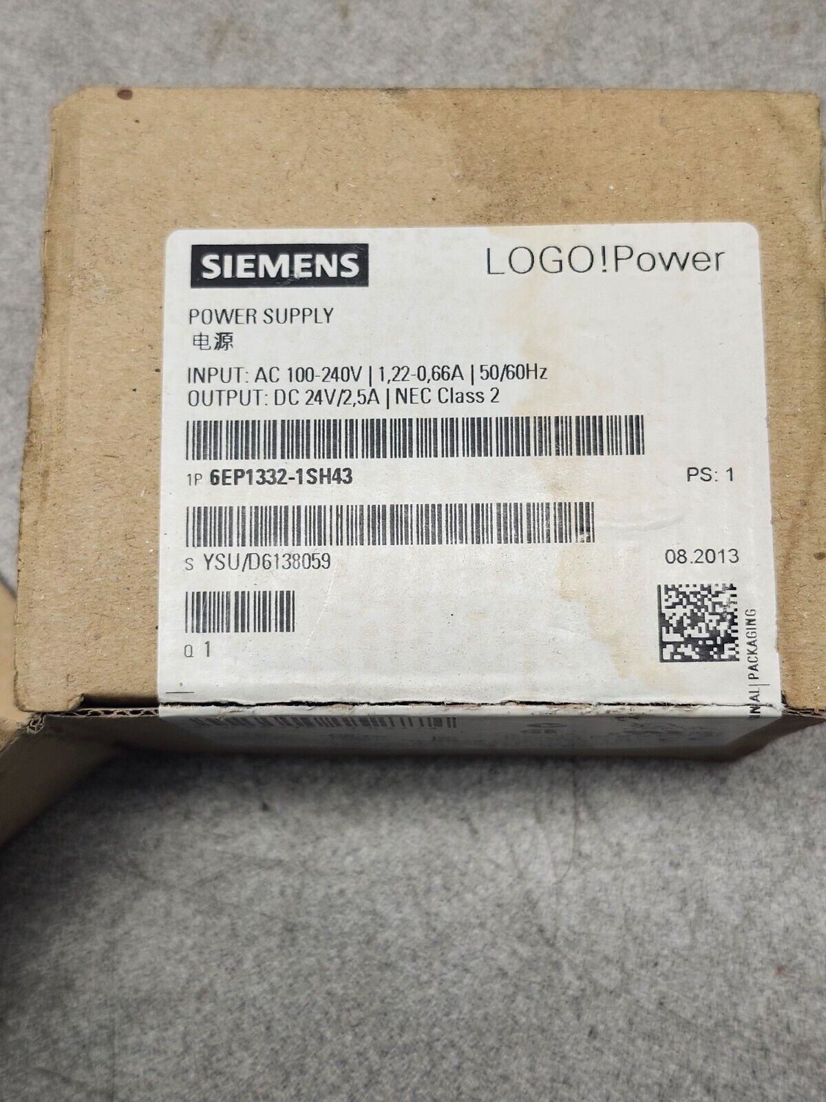 NEW IN PACKAGE SIEMENS POWER SUPPLY 6EP1332-1SH43