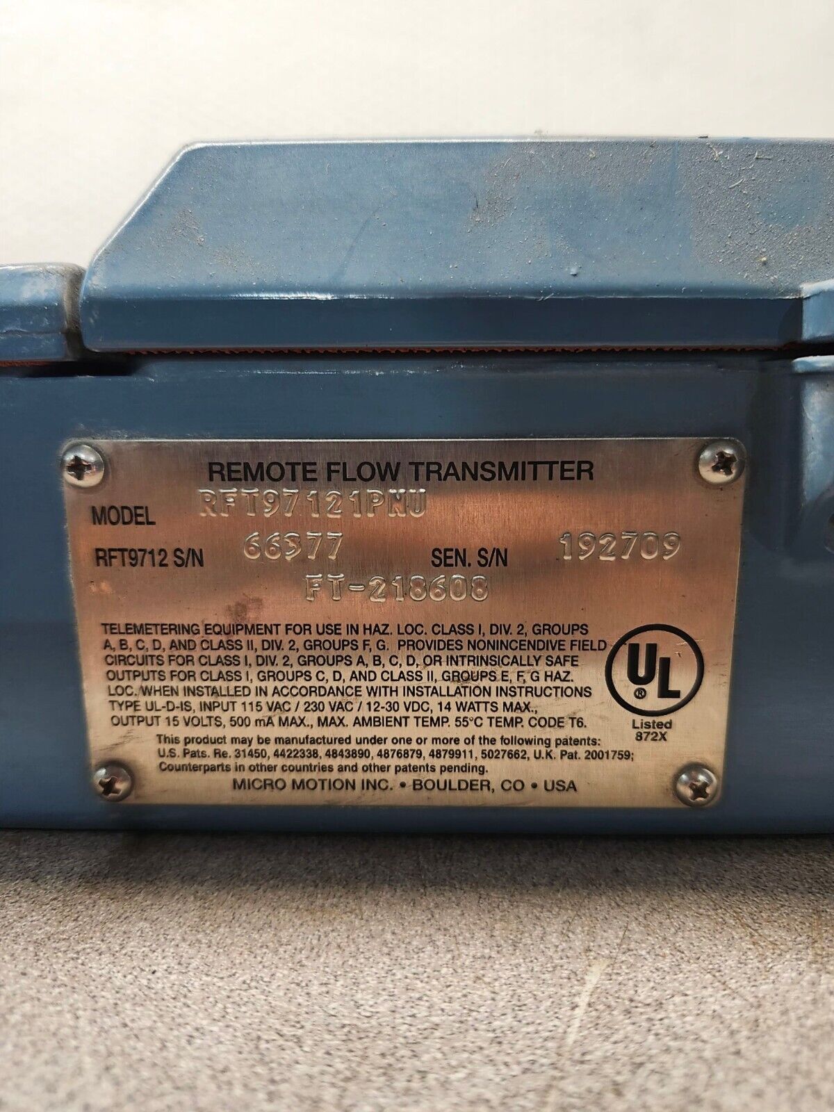 USED Micro Motion Remote Flow Transmitter RFT97121PNU