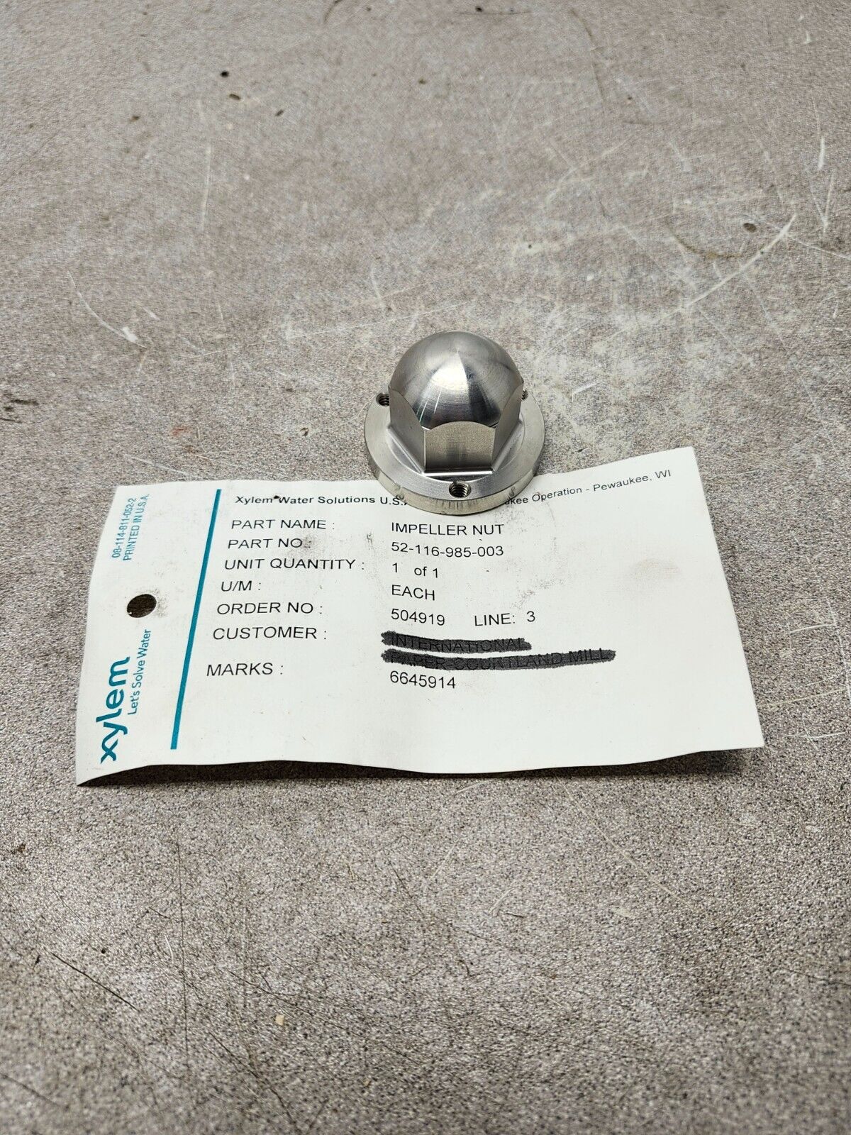 NEW IN BAG IMPELLER NUT 52-116-985-003