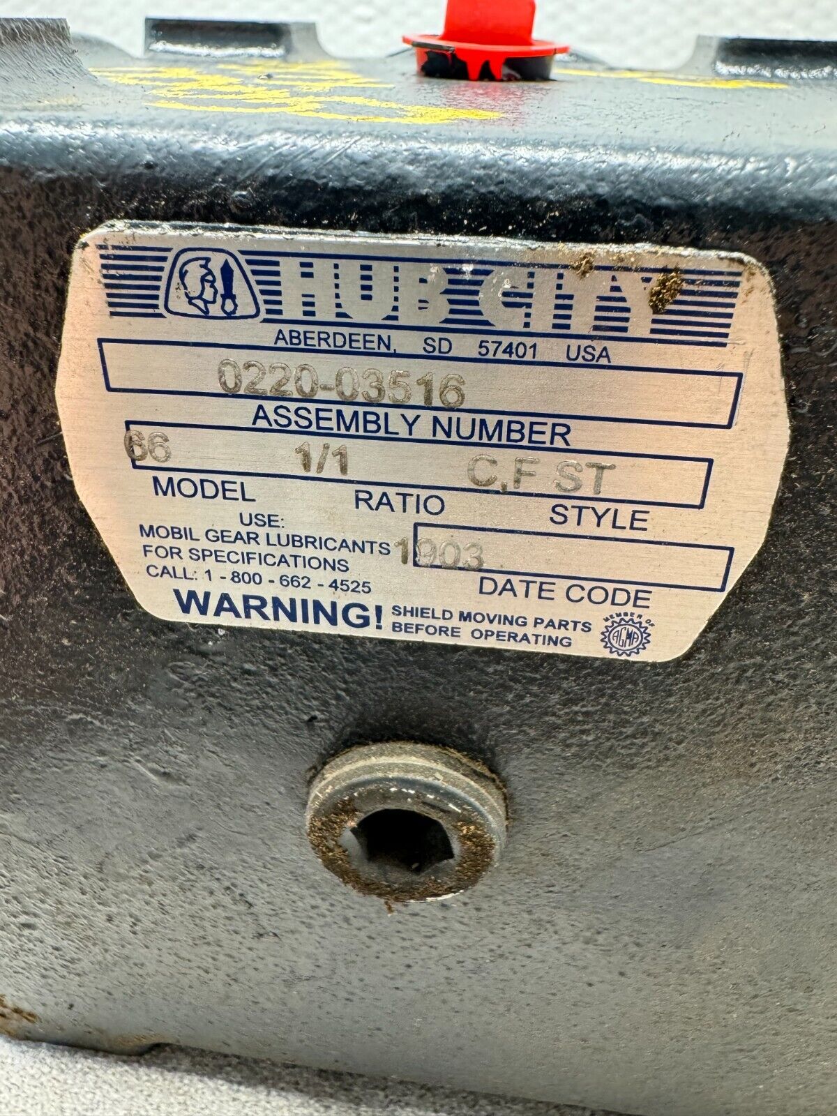 NEW HUB CITY MODEL 66 GEAR REDUCER RATIO 1/1 ASSEMBLY 0220-03516