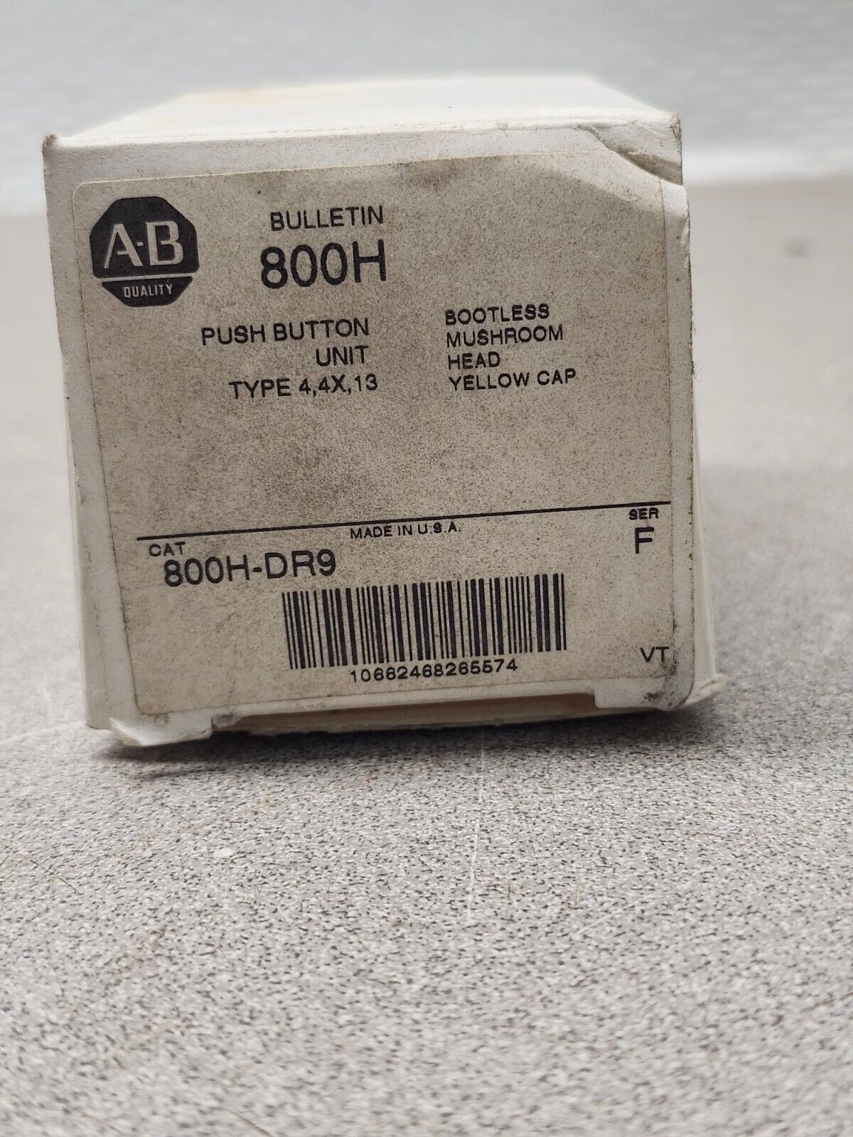 NEW ALLEN BRADLEY MUSHROOM HEAD YELLOW PUSH BUTTON 800H-DR9 SER. F