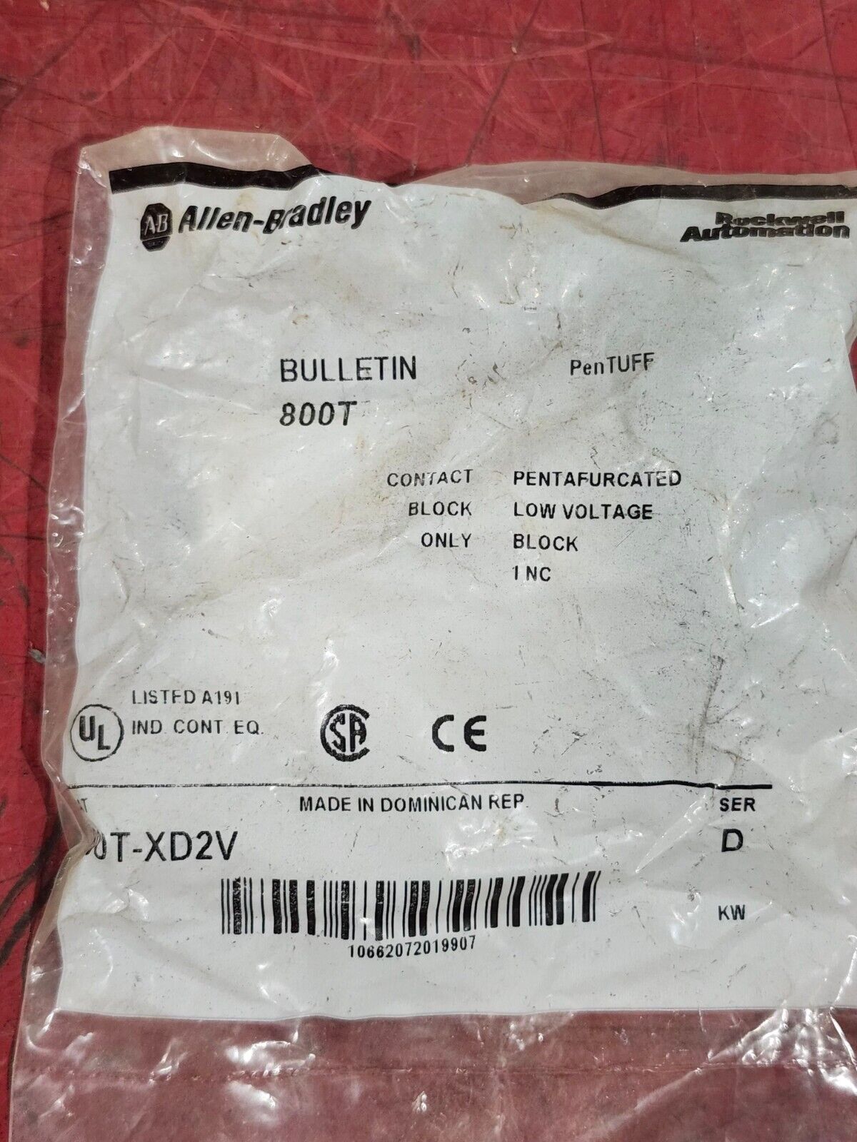 NEW IN PACKAGE ALLEN BRADLEY CONTACT BLOCK 800T-XD2V