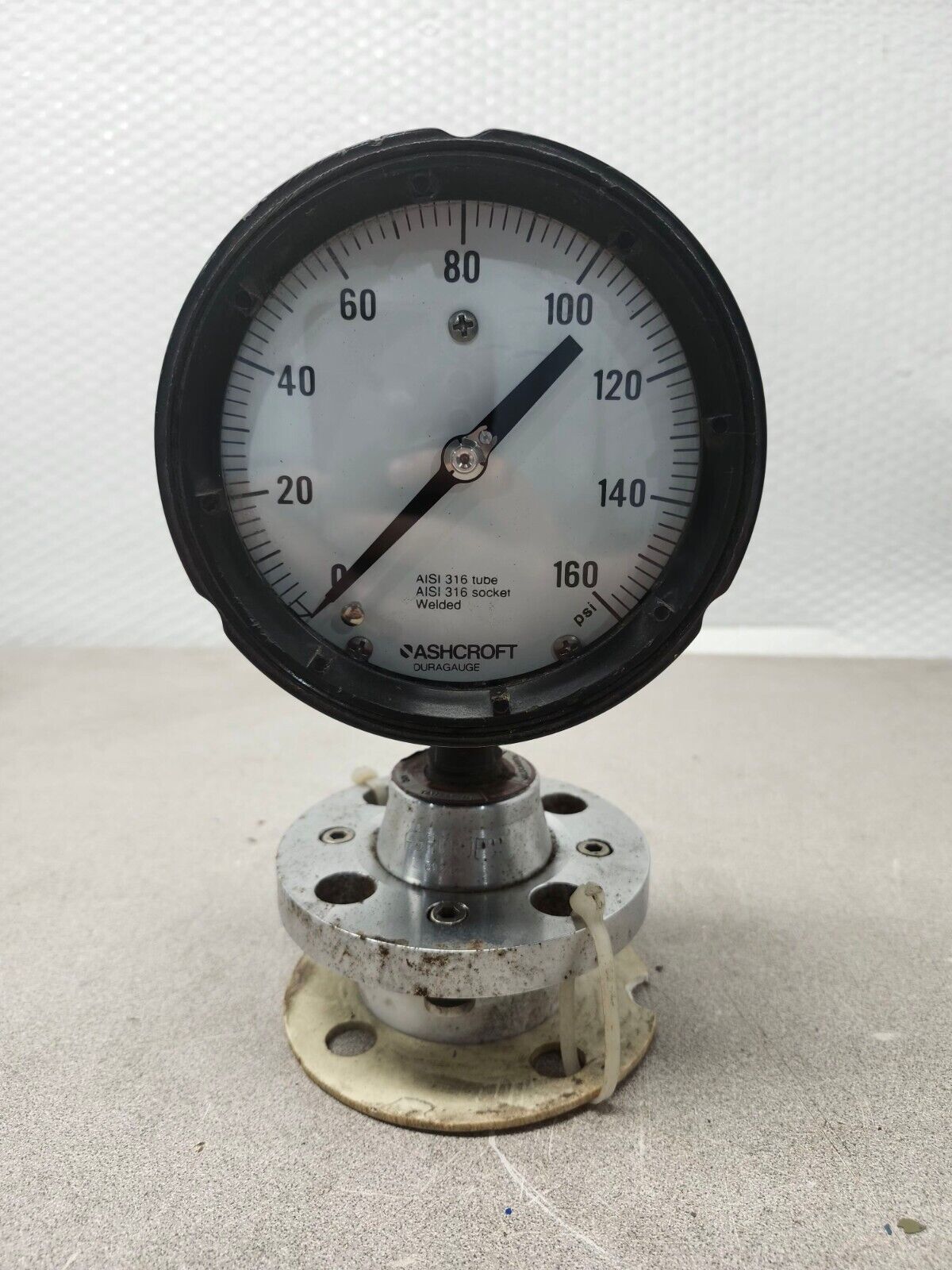 USED NO BOX Ashcroft 5" Face Pressure Gauge 0-160 psi with Diaphram C1215