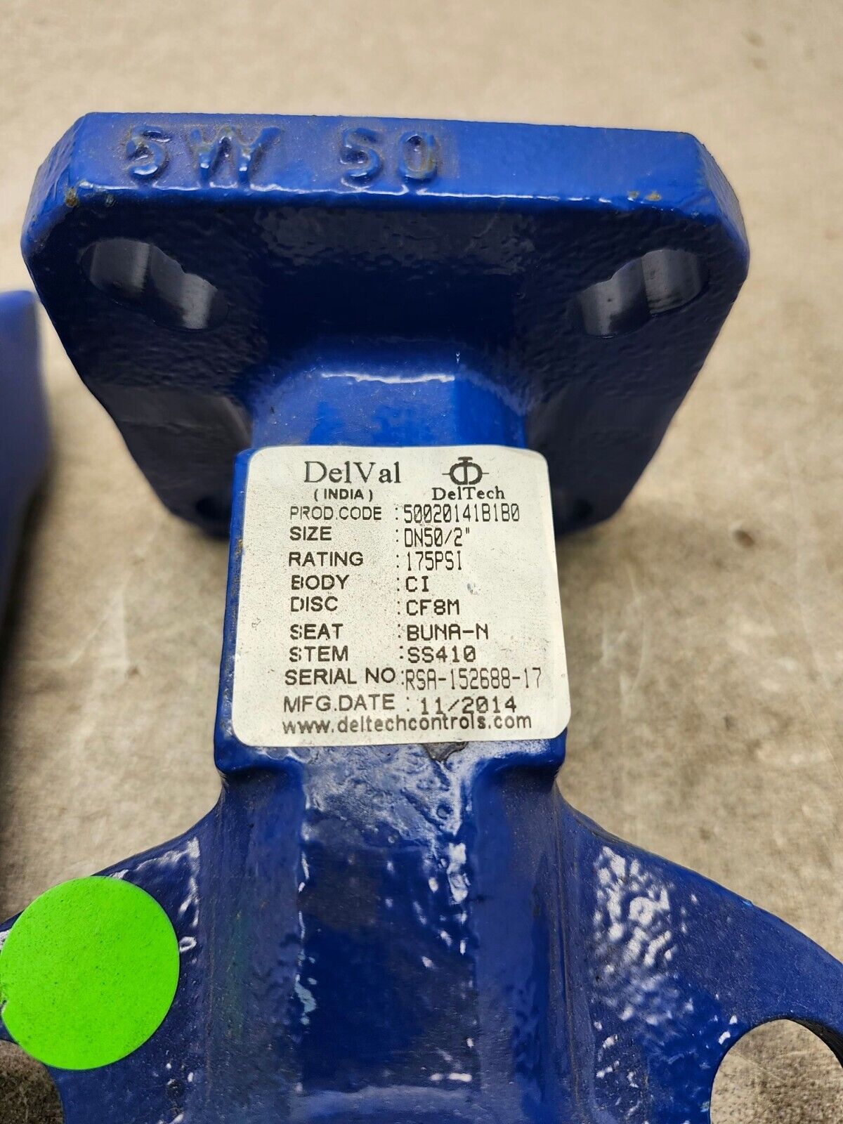 NEW DELVAL BUTTERFLY VALVE 50020141B1B0