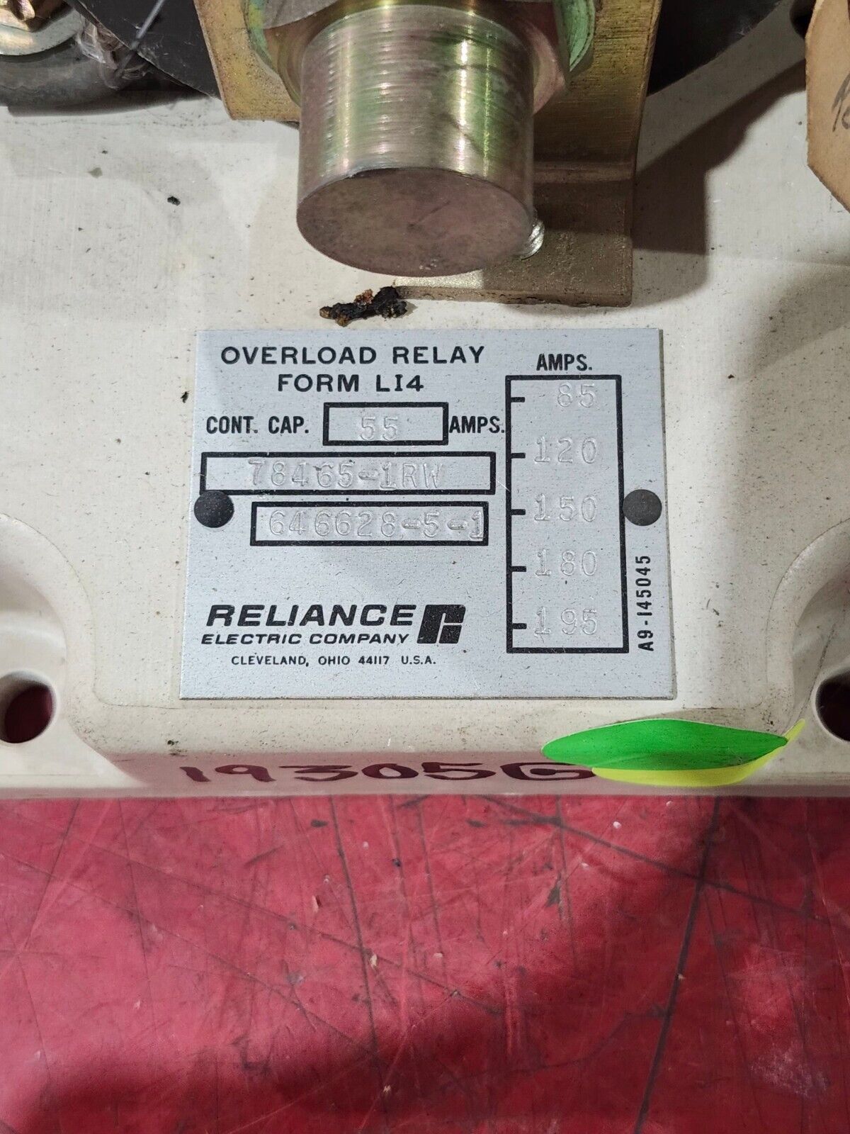 USED RELIANCE FORM LI4 OVERLOAD RELAY 78465-1RW 646628-5-1