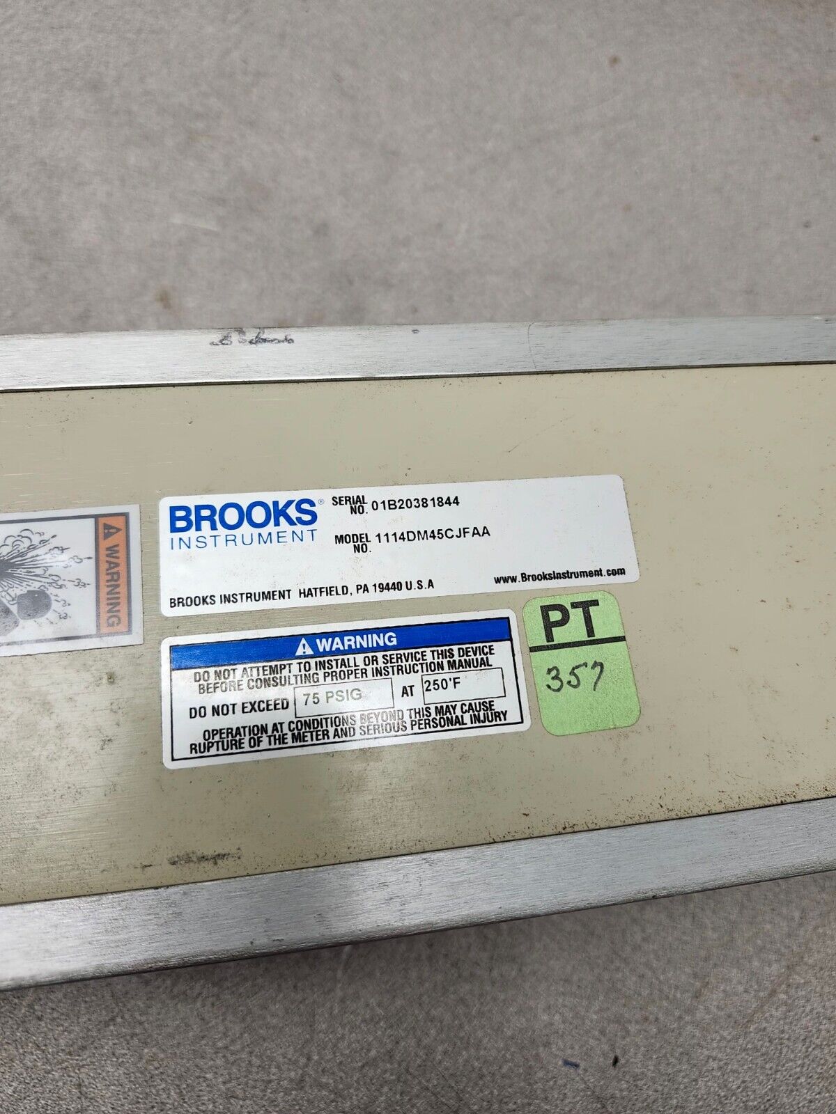 USED NO BOX BROOKS INSTRUMENT FLOWMETER 1114DM45CJFAA