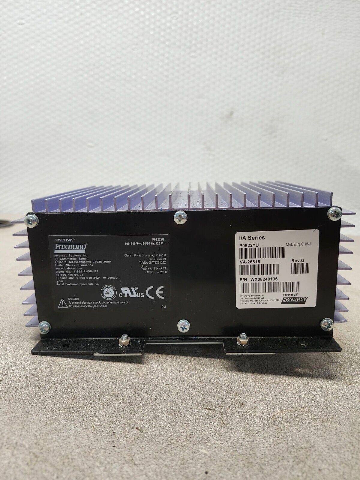 USED FOXBORO Invensys Power Supply I/A Series 24 VDC P0922YU, FPS400-24