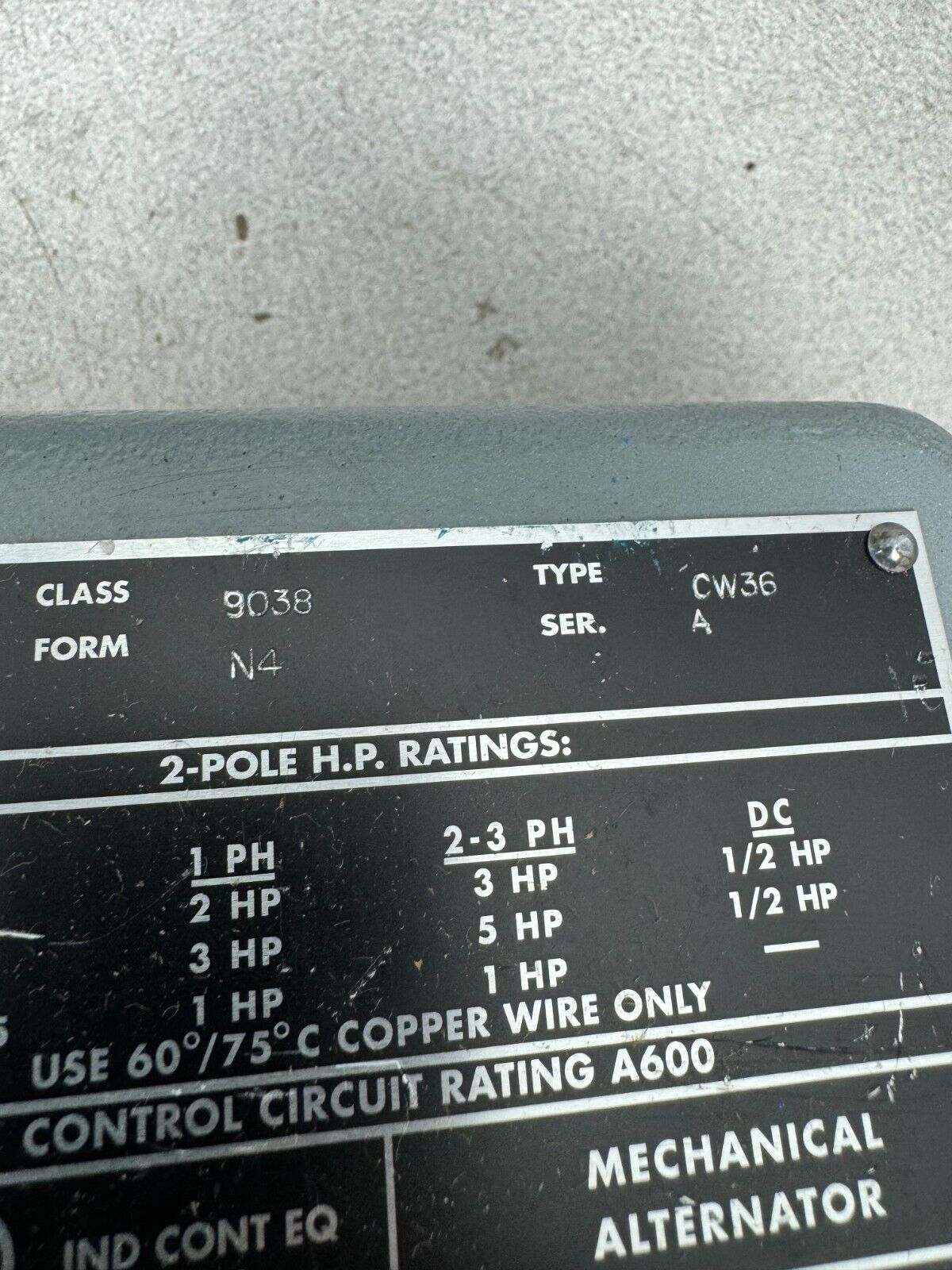 NEW NO BOX SQUARE D FLOAT SWITCH 9038 CW36 SERIES A FORM N4 *MISSING FLOAT*