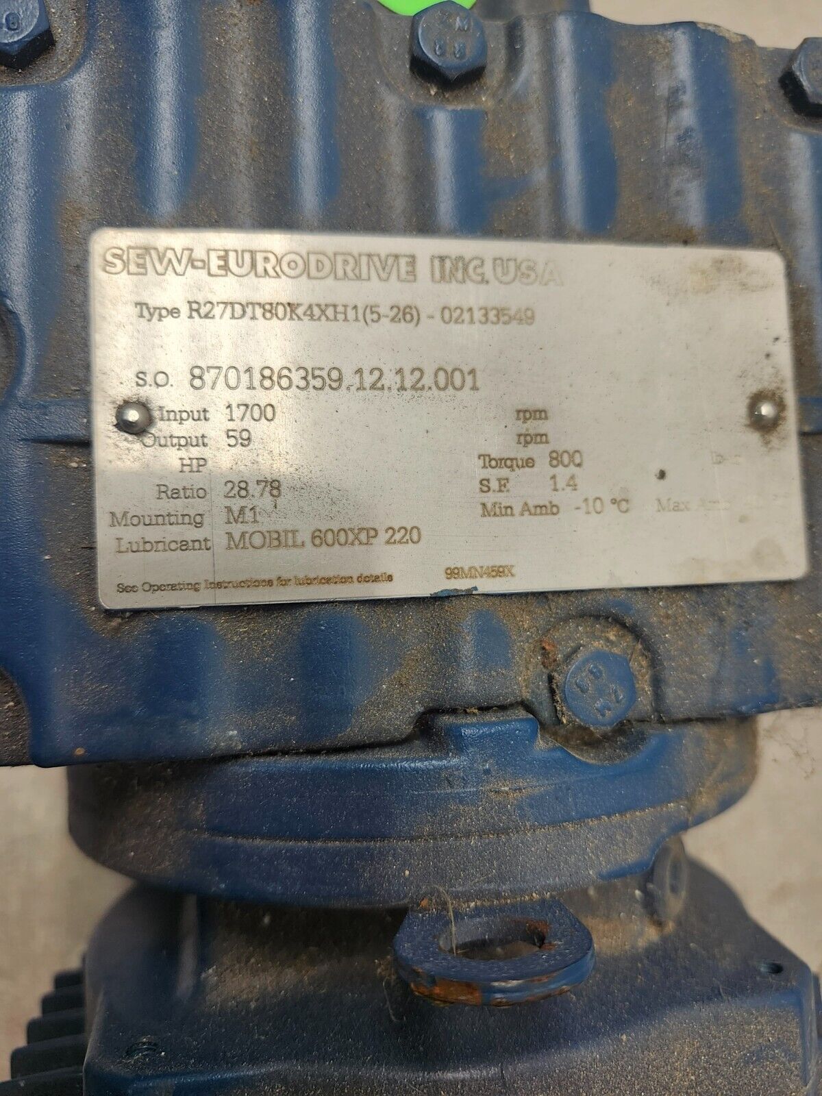 USED Sew-Eurodrive Gear Drive .75HP, 230/460V, 60HZ 02133549