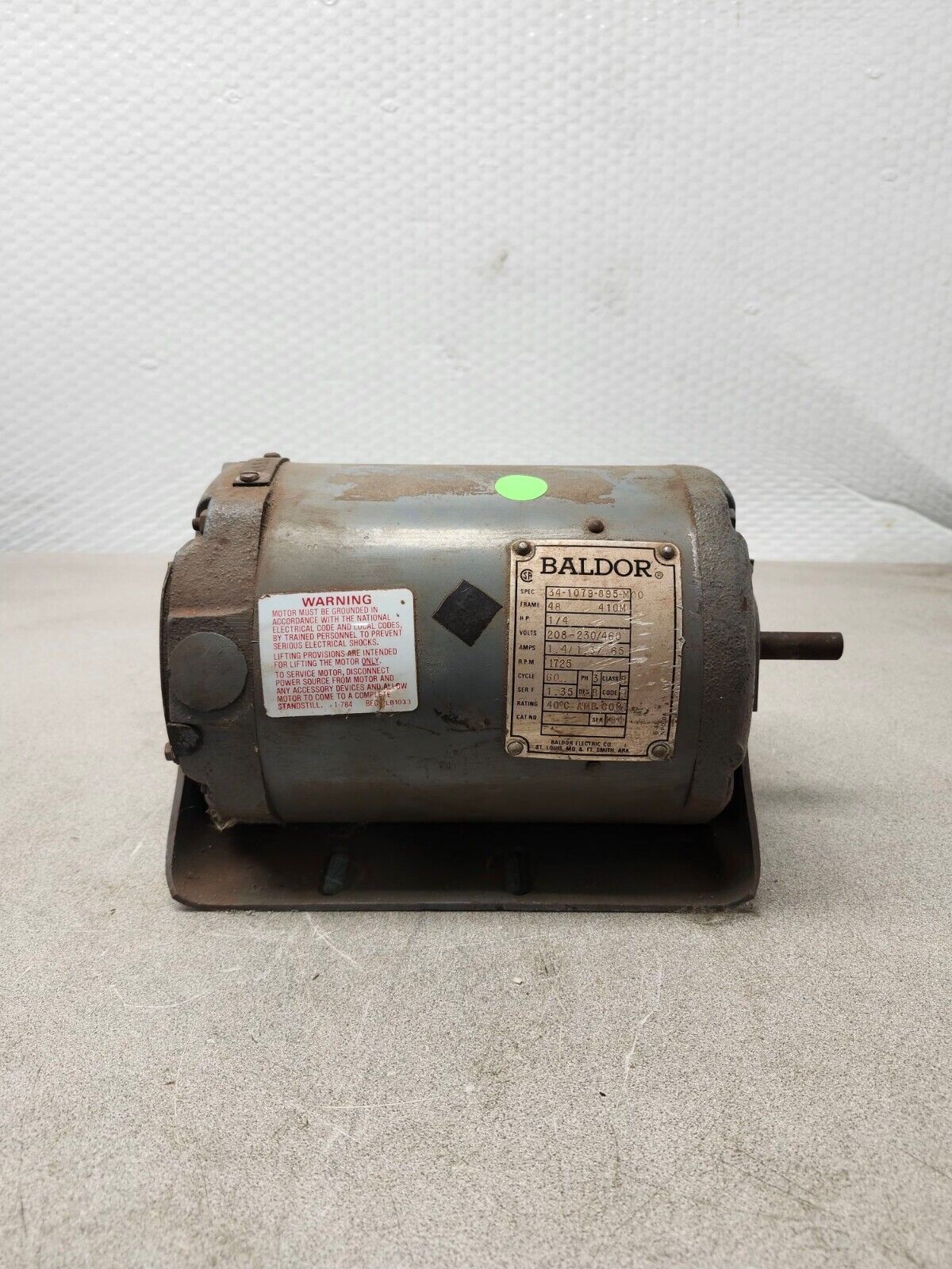 USED BALDOR MOTOR 3 PHASE 60HZ 208-230/460V 34-1079-895-M00