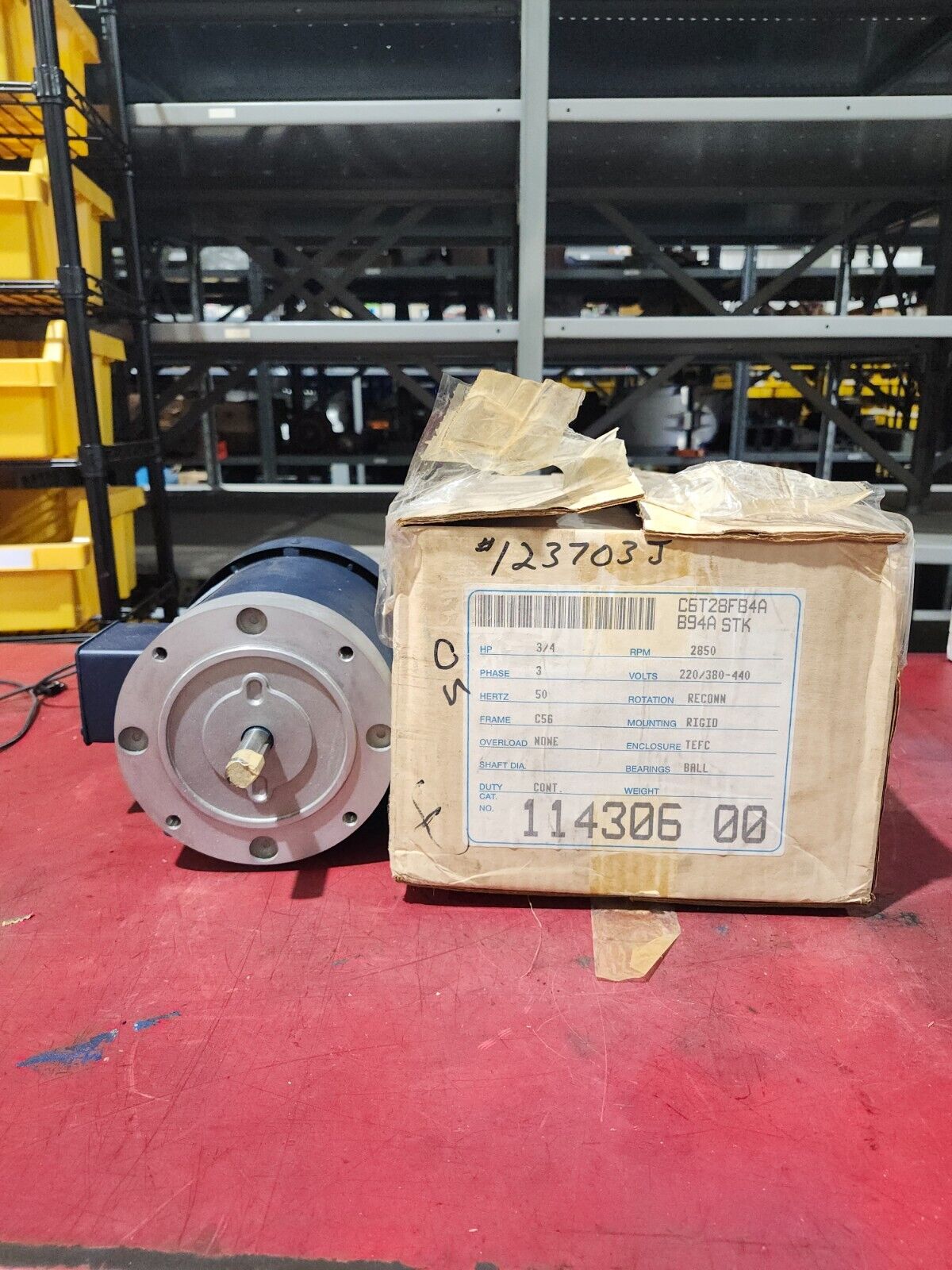 NEW IN BOX Leeson Motors, HP 3/4, 3PASE, 50HZ, 220/380-440V, 114306.00