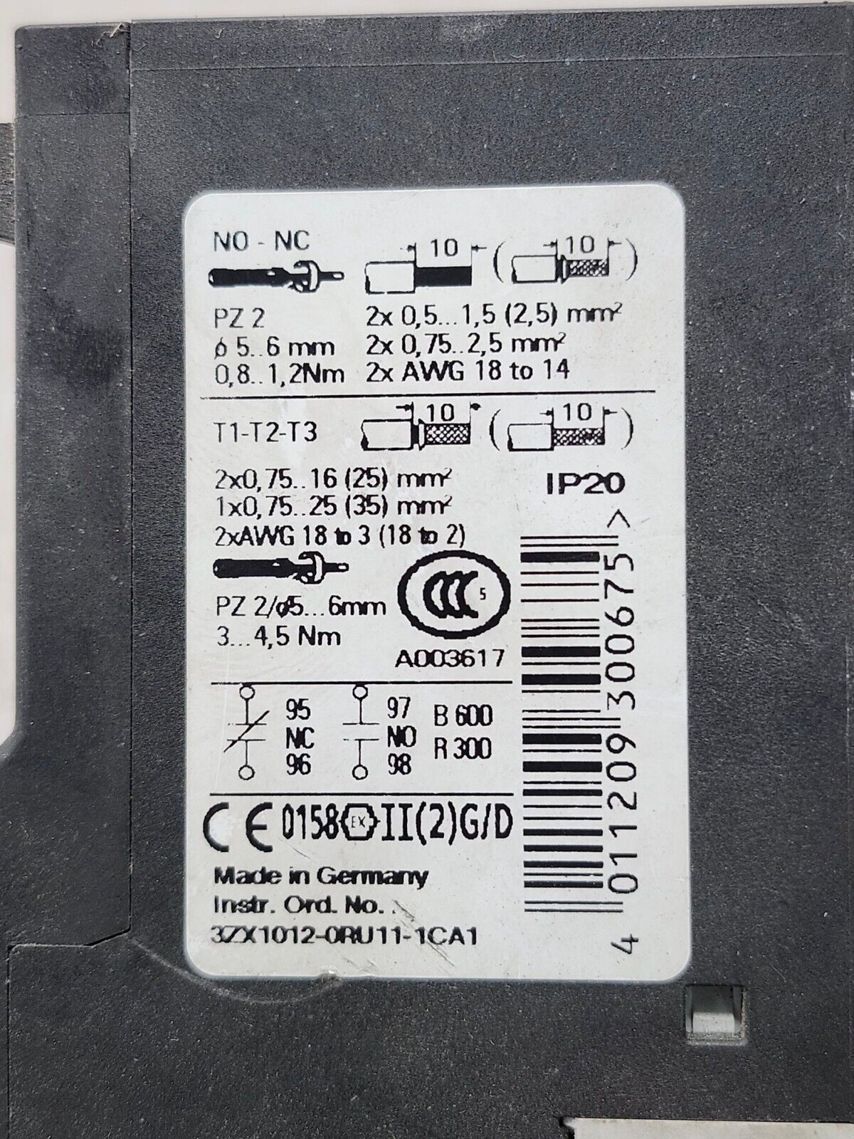 USED SIEMENS 3ZX1012-0RU11-1CA1