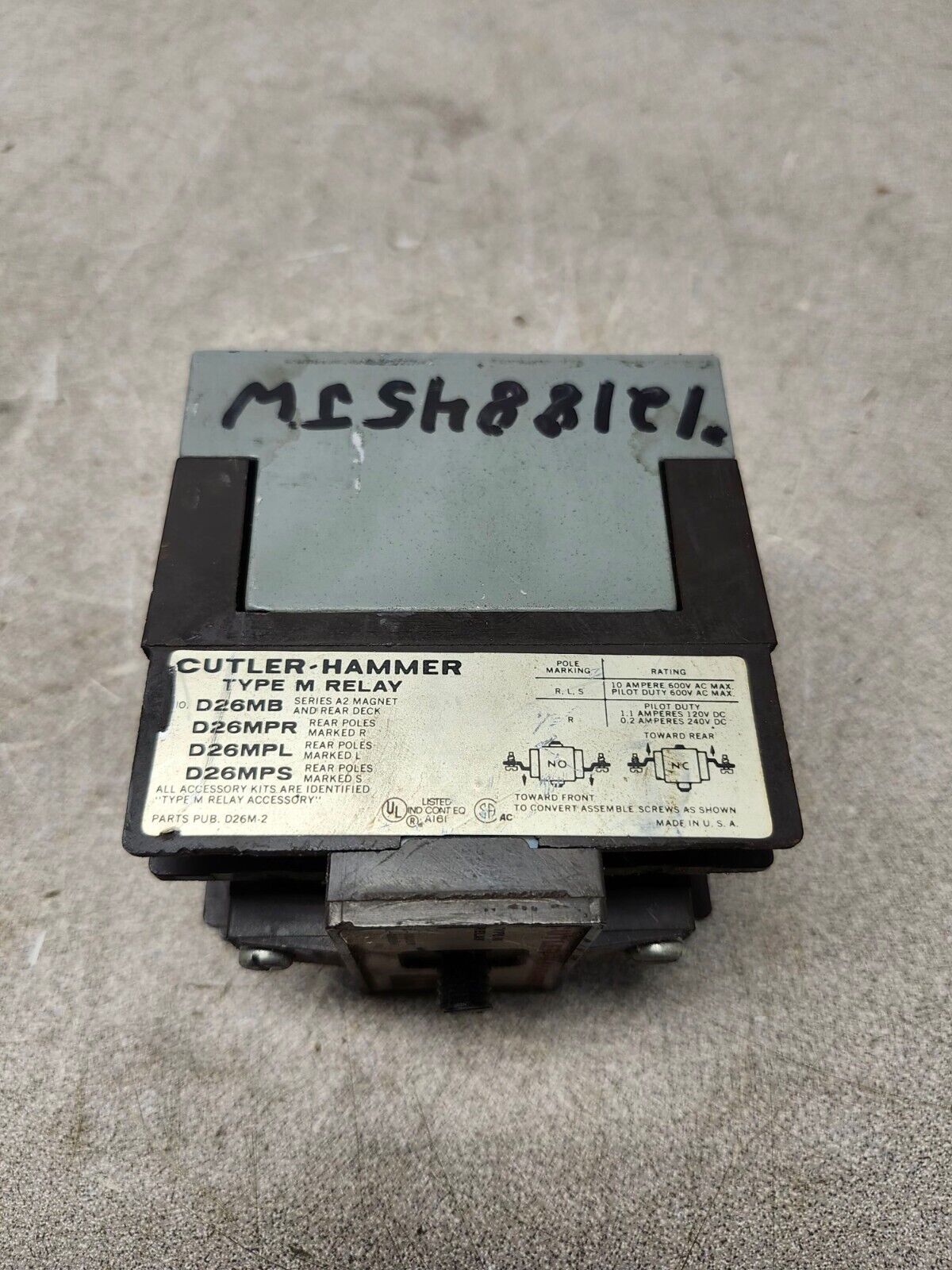 USED Cutler Hammer Relay 600V CHIPPED D26MB Type M