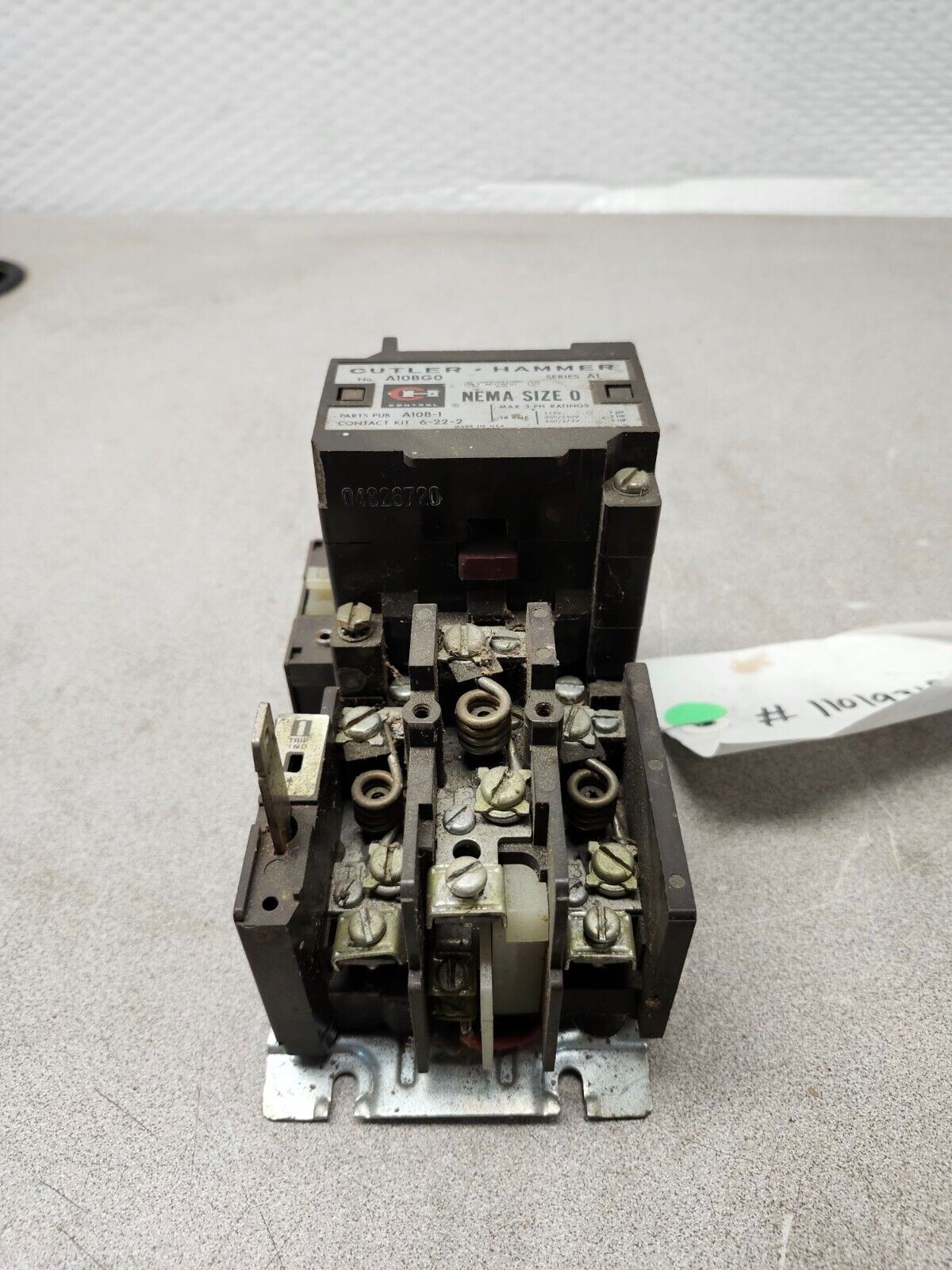 USED Cutler-Hammer Size 0 Motor Starter With 120 Volt Coil A10BGO