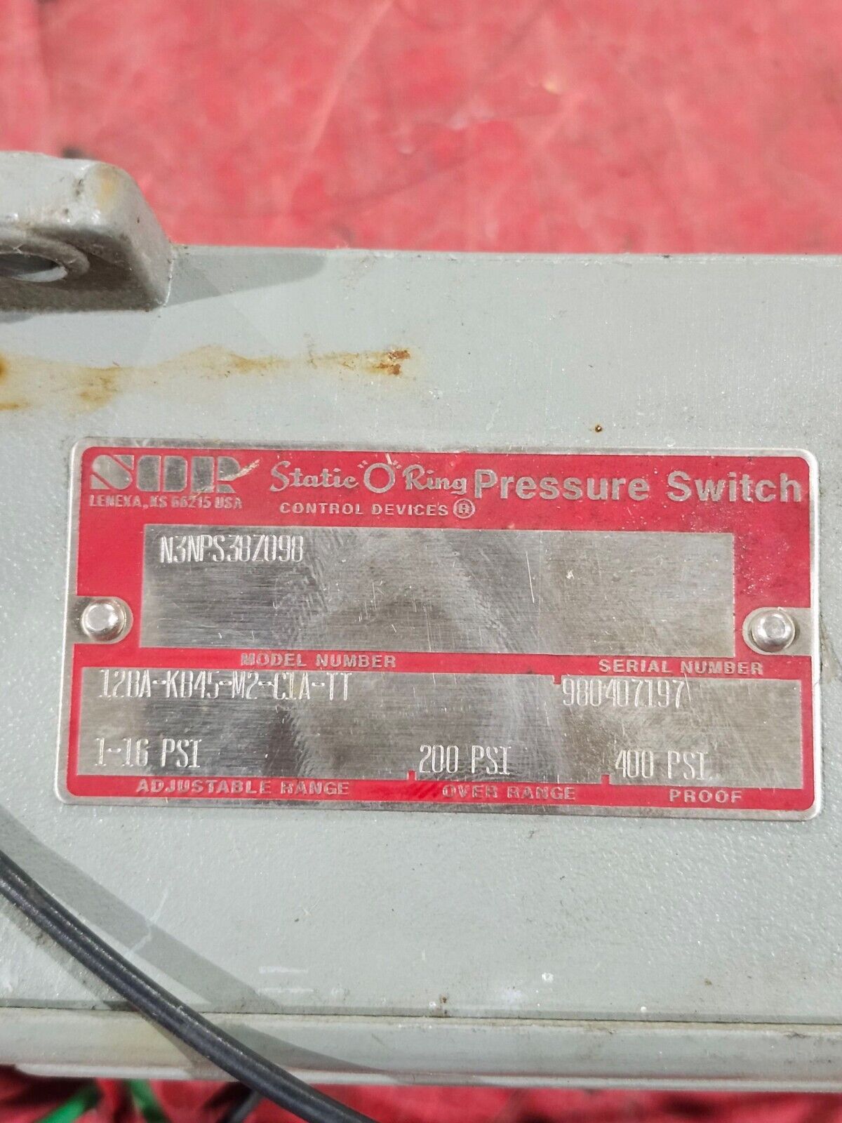 PREOWNED SOR PRESSURE SWITCH 12BA-KB45-M2-C1A-TT