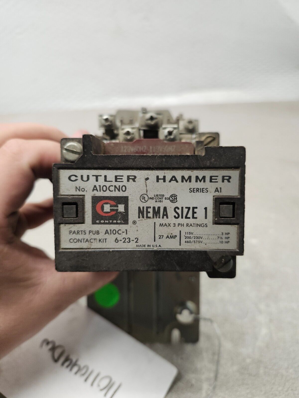 USED CUTLER HAMMER Contactor NEMA SIZE 1 A10CN0