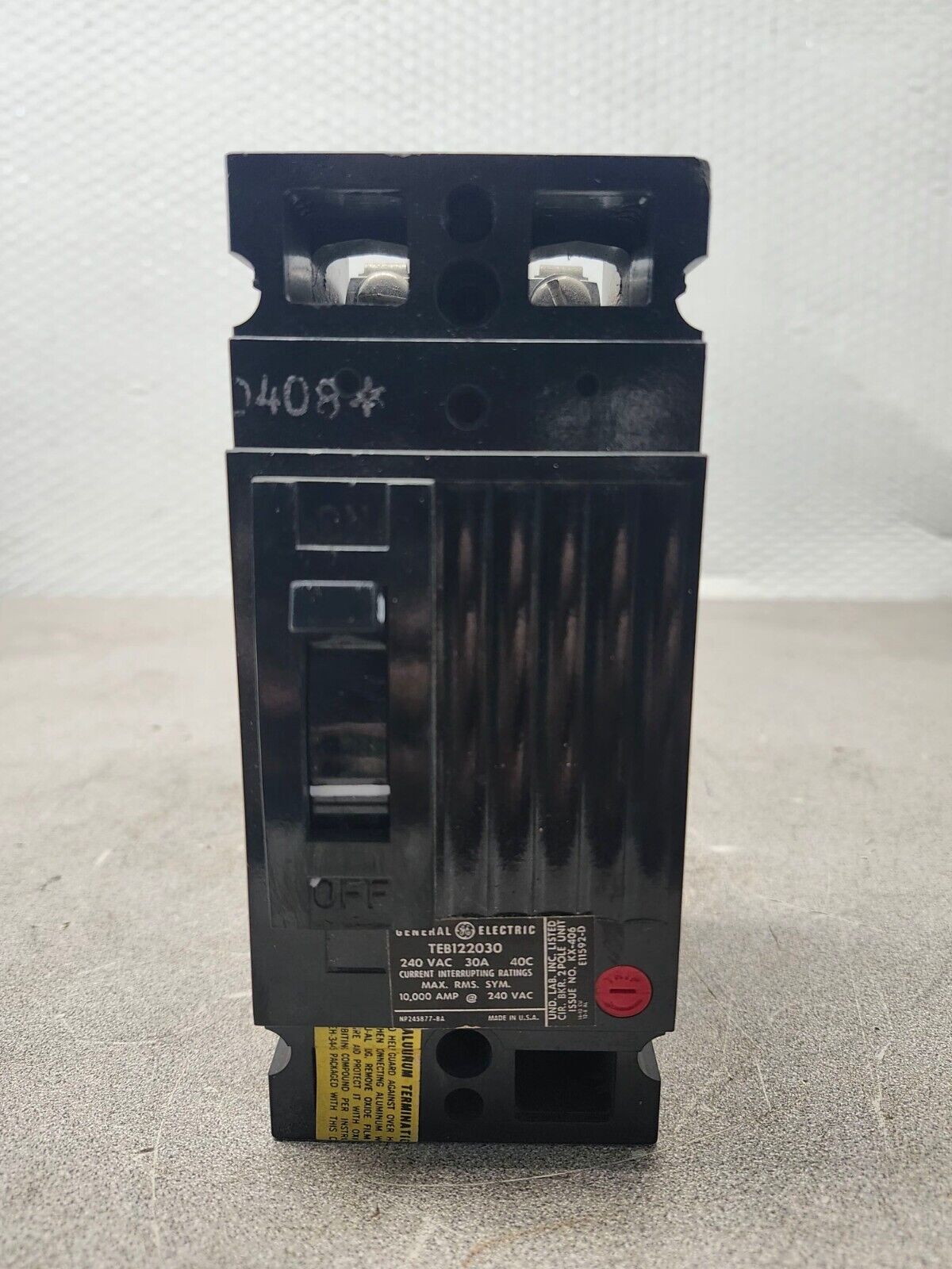 USED GENERAL ELECTRIC CIRCUIT BREAKER TEB122030 240VAC 30A