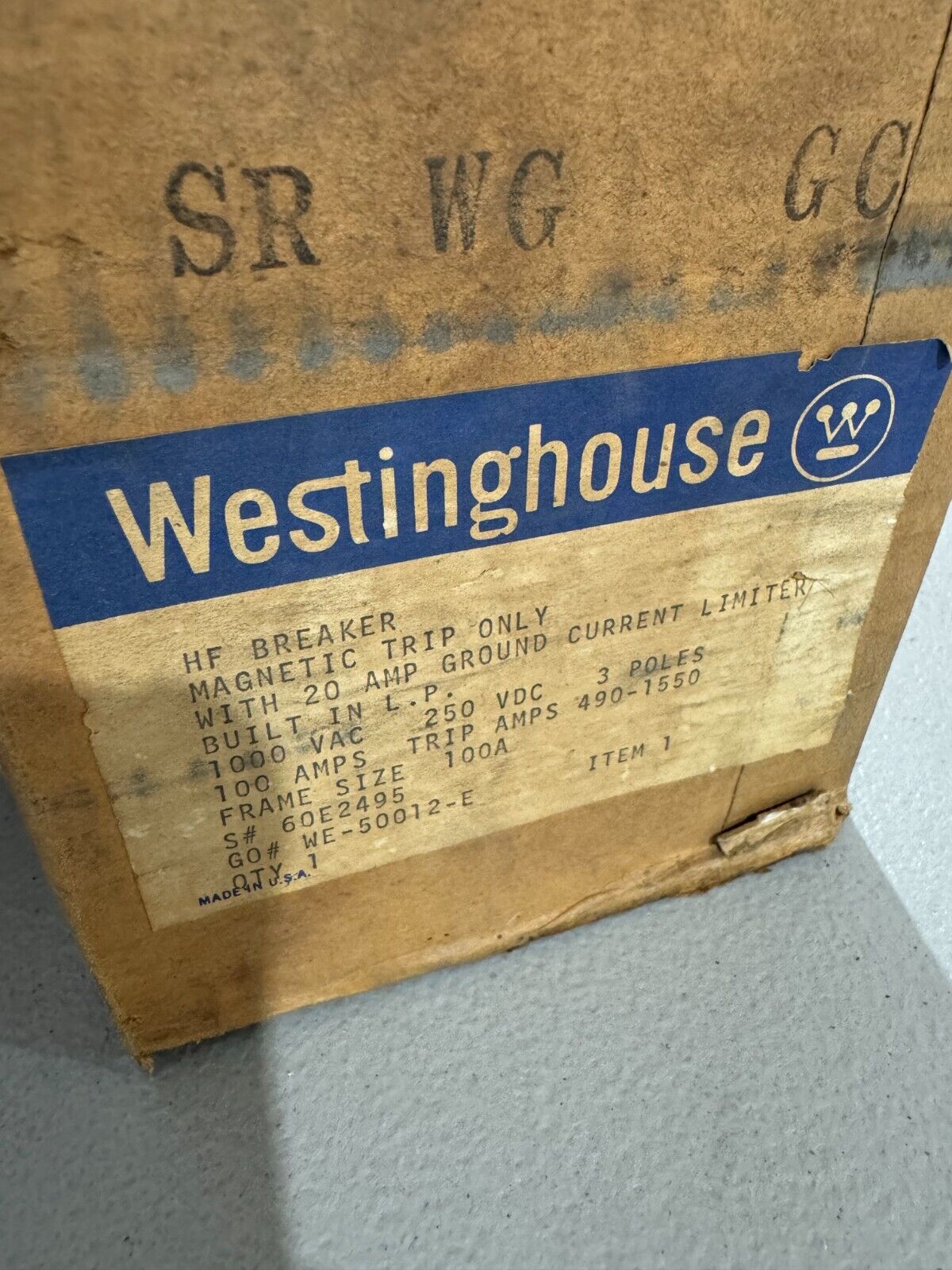 NEW IN BOX WESTINGHOUSE AB DE-ION CIRCUIT BREAKER F-FRAME 100AMP 60E-2495