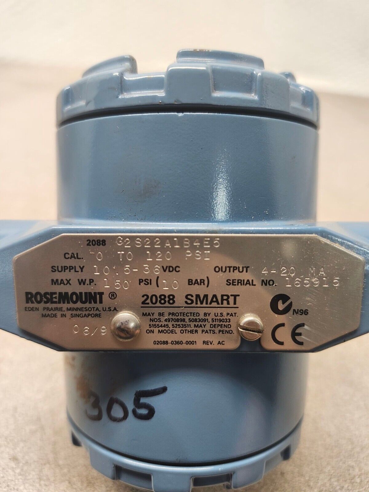 USED ROSEMOUNT SMART PRESSURE TRANSMITTER 2088G2S22A1B4E5