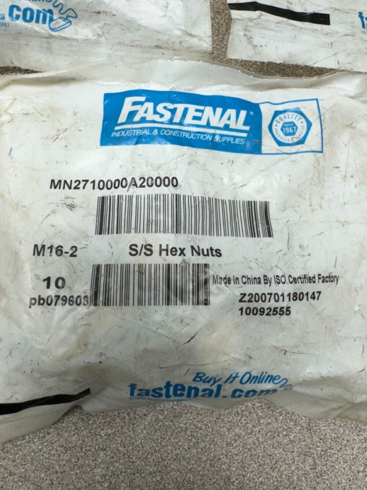 NEW LOT OF 50 FASTENAL M16-2 S/S HEX NUTS MN2710000A20000