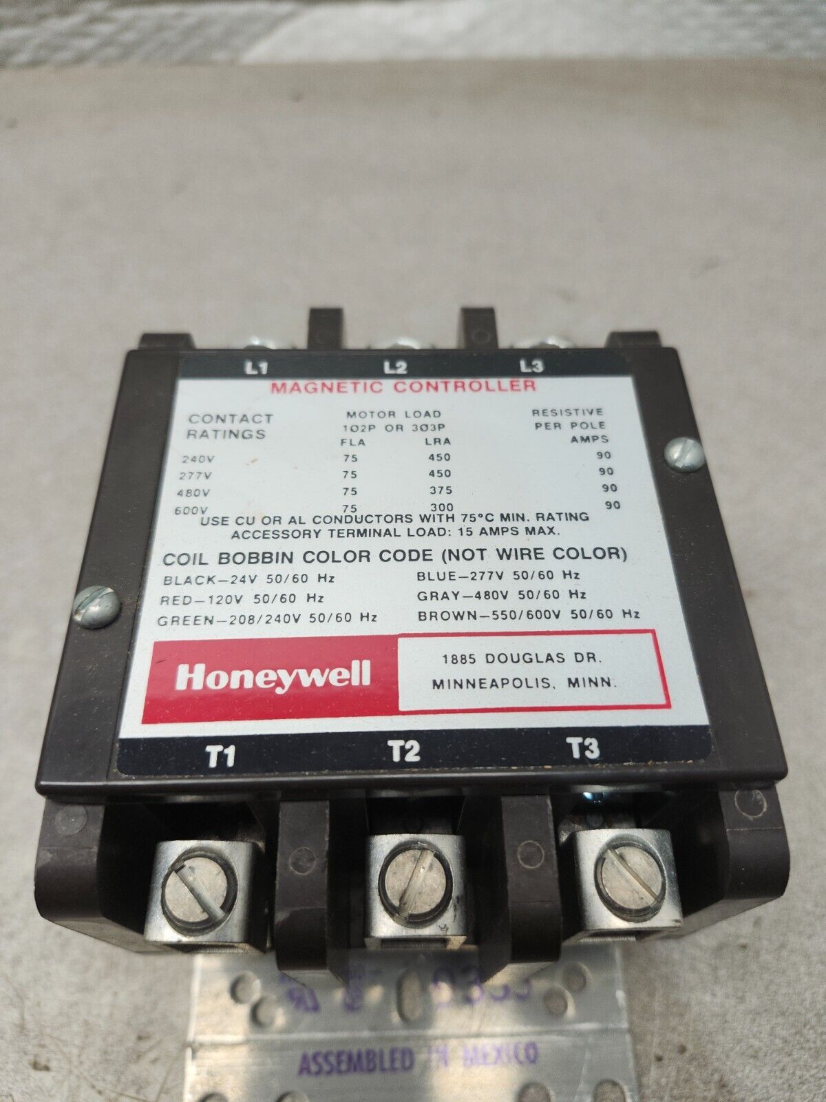 NEW IN BOX HONEYWELL R4236B 1060 TRADELINE 75 AMP CONTACTOR