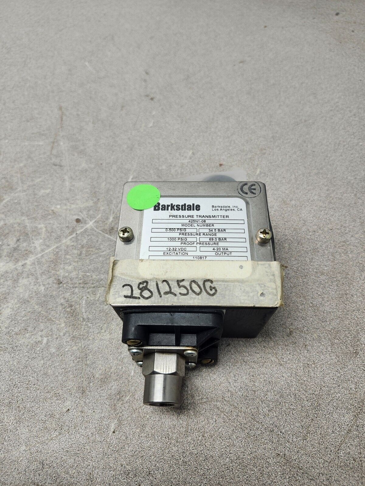 USED BARKSDALE PRESSURE TRANSMITTER 425N1-08