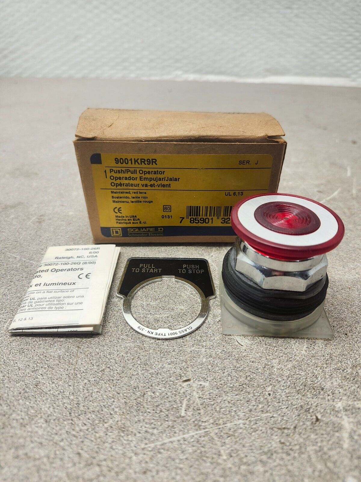 NEW IN BOX SQUARE D PUSH PULL OPERATOR 9001KR9R