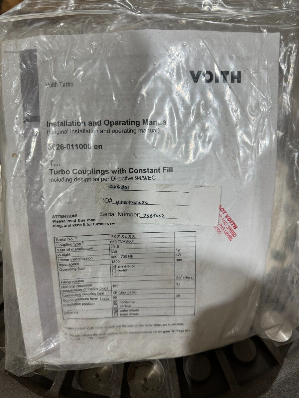 NEW VOITH TURBO VTK650T FLUID COUPLING 650 TVVSC