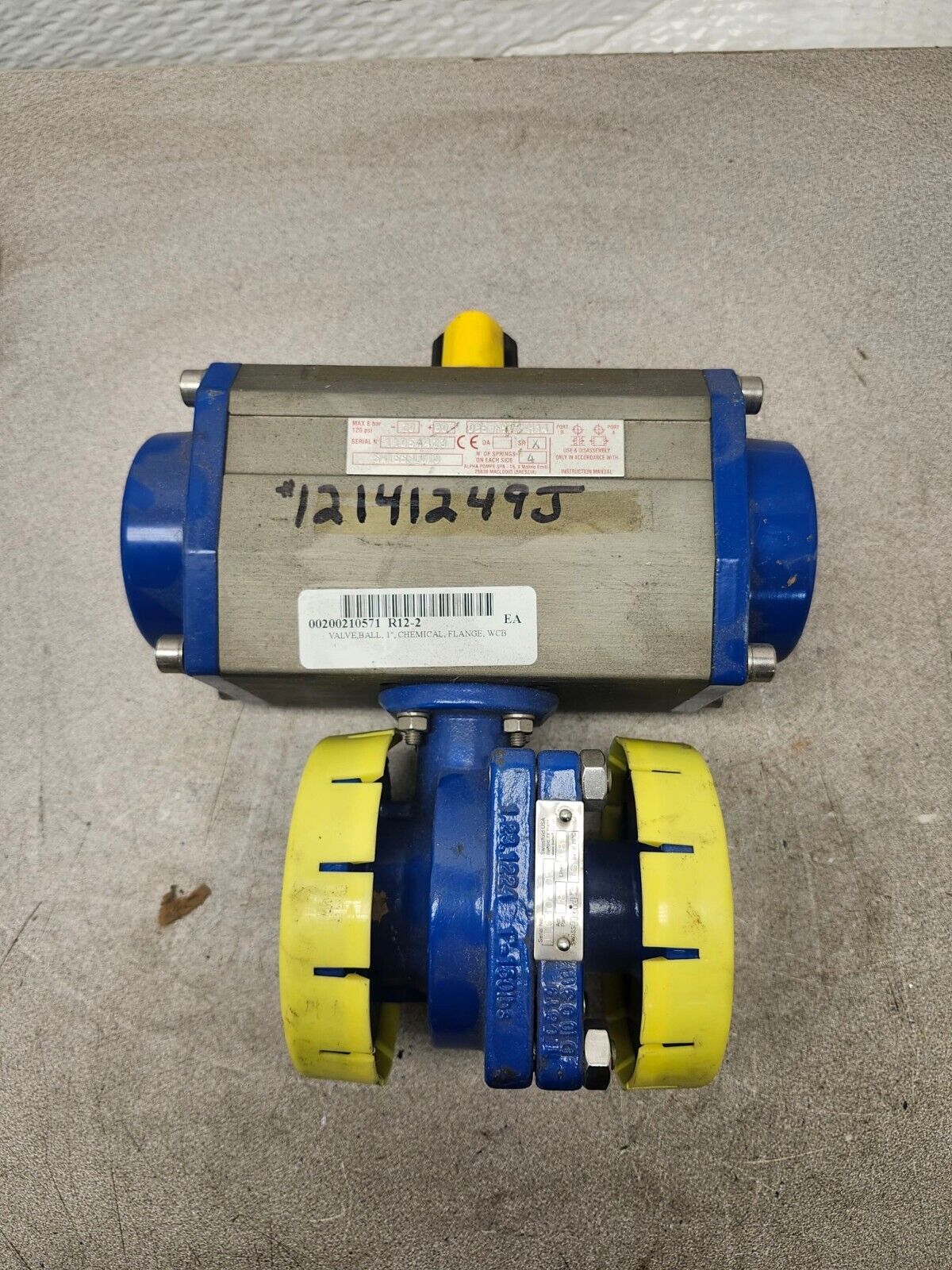 NEW SWISSFLUID ACTUATOR BALL VALVE 1'' CHEMICAL,FLANGE,WCB 085 F5/7 H14