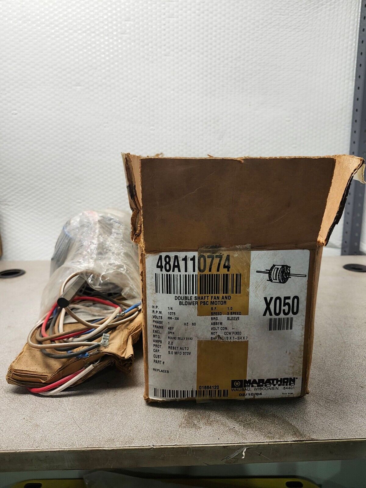 NEW WITH BOX MARATHON  1075RPM 48Y 208-230V OPAO 1PH MOTOR X050  048A11O774